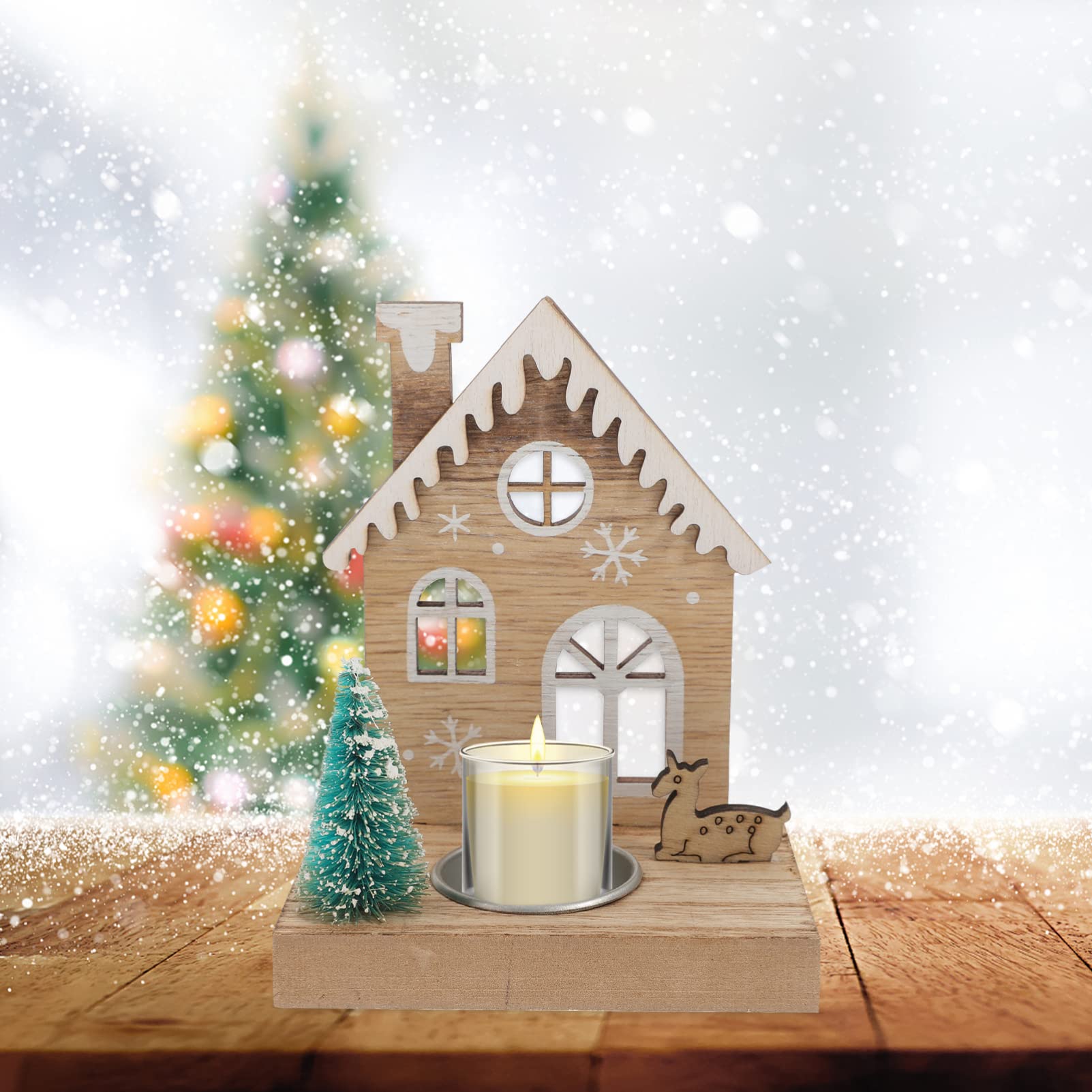 Ciieeo Santa Deer Candle Holder for Christmas Decor Artistic Tealight Stand for Festive Table Centerpiece for Holiday Home Decoration and Celebrations