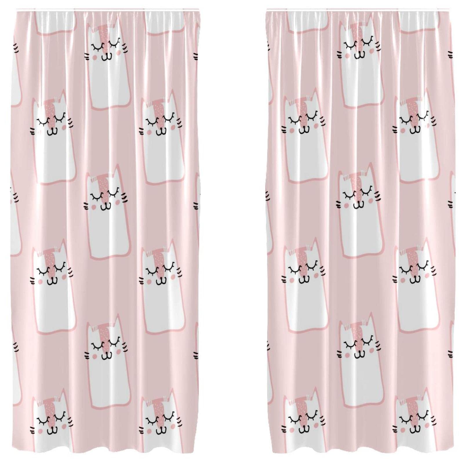 Cortinas de gatos opacas en microfibra suave de 55x84 pulgadas para dormitorio infantil en pack de 2