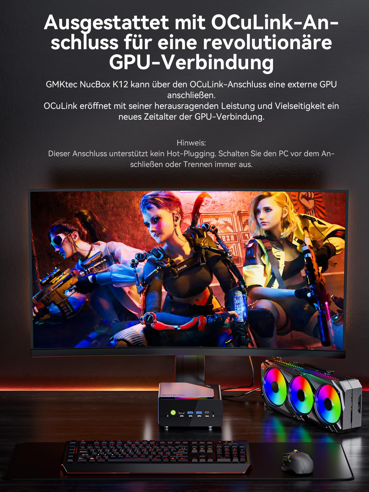 Mini Gaming PC AMD Ryzen 7 H 255 (Upgrade 8745HS, 4.9 GHz), Mini PC barebone (NO DDR, NO SSD) Suppoprt DDR5, PCIE 4.0x4, Micro-PC mit USB4.0|2.5G LAN|Quad 4K Display|Oculink–für Gaming und Business