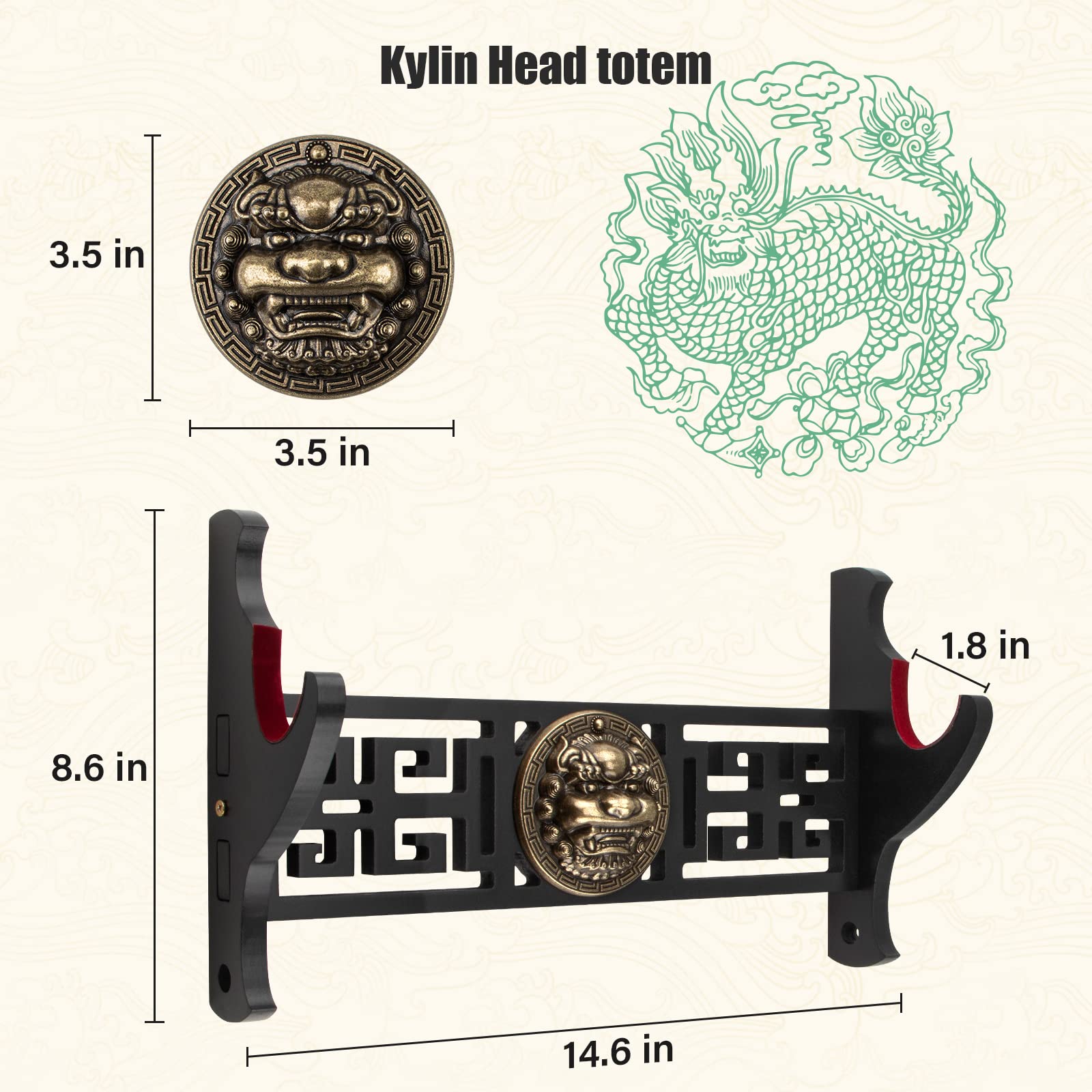 Ekkhysis Sword Wall Mounted 2-Tier Velvet Padded Hook Katana Holder Adjustable Display Hanger for Samurai Sword Tanto Rapier Light Saber Cosplay Blade Tanjirou Demon Slayer Weapon Rack