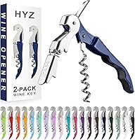 Vista 24 de HYZ Paquete de 2 Abridores de Vino Sacacorchos de Camarero, Llave de Vino Profesional para Meseros, Bartender con Cortador de Papel Aluminio
