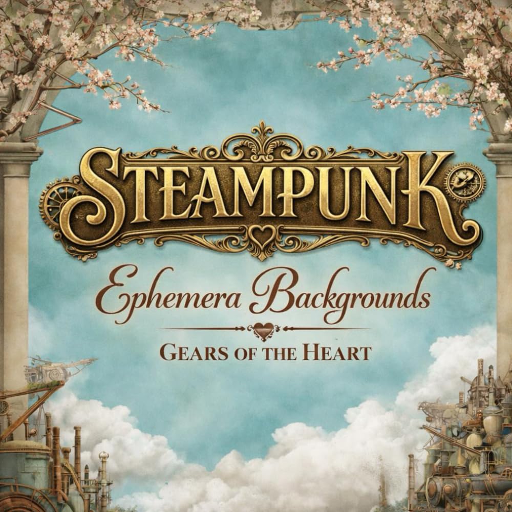 Steampunk Ephemera Backgrounds Gears of the Heart: Cut Out and Collage Art Book for Junk Journals, Creative Journals, Cards, Scrapbooking, and Mixed Media Art