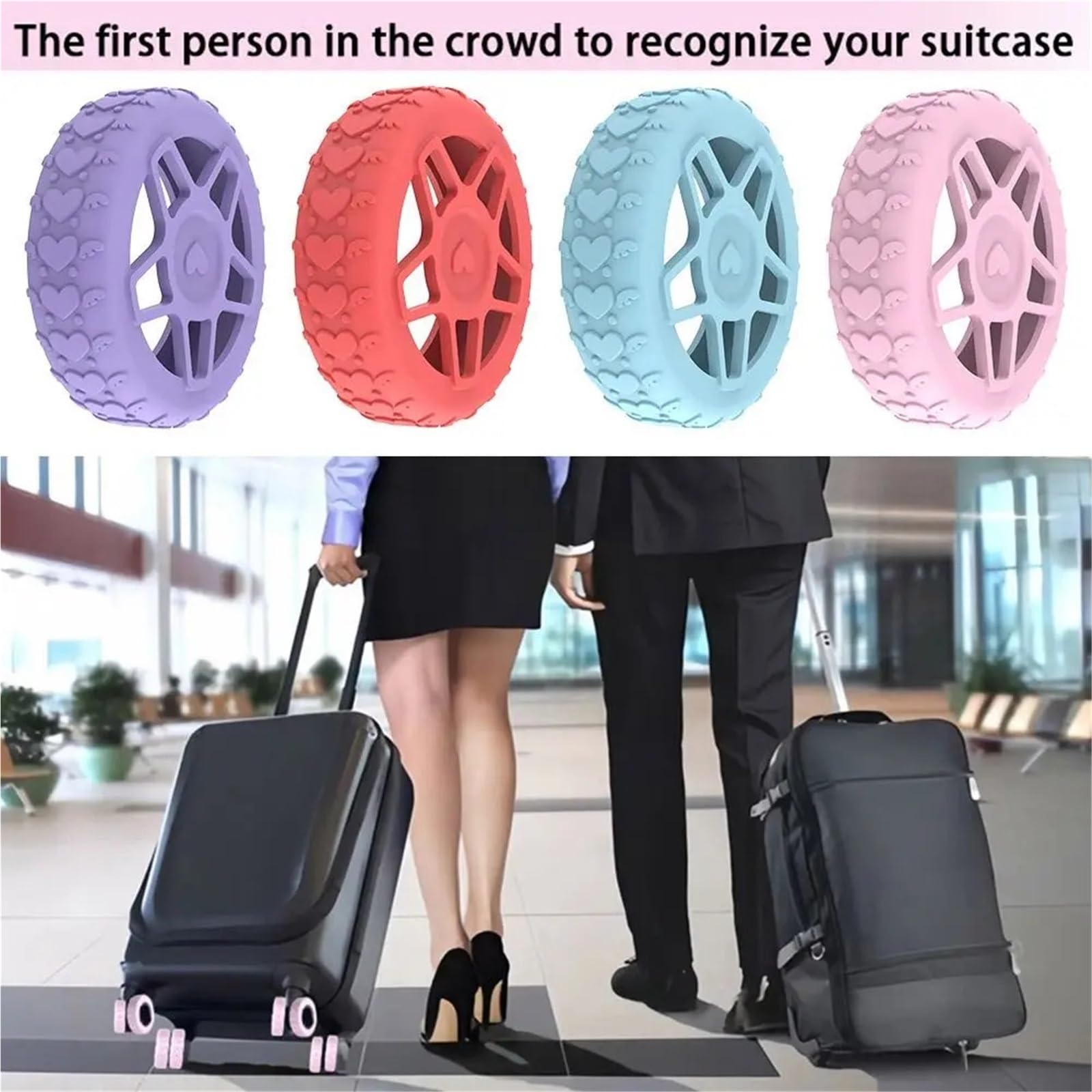 Funda protectora de silicona para ruedas de equipaje, antideslizante, reduce el ruido, anillos de protección de ruedas, absorción de golpes, antideslizante, rollo silencioso, cojín de choque