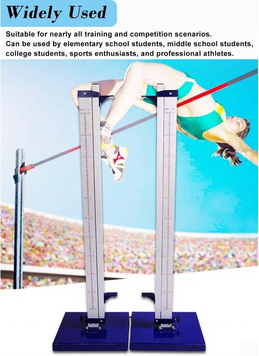 1 Pair High Jump Upright Standards Pair with Height Scale, 1-7.5 ft Adjustable, Track & Field Equipment for Athletics Training, Steel Frame with Stable Base for Indoor Outdoor Use,A+2m hori