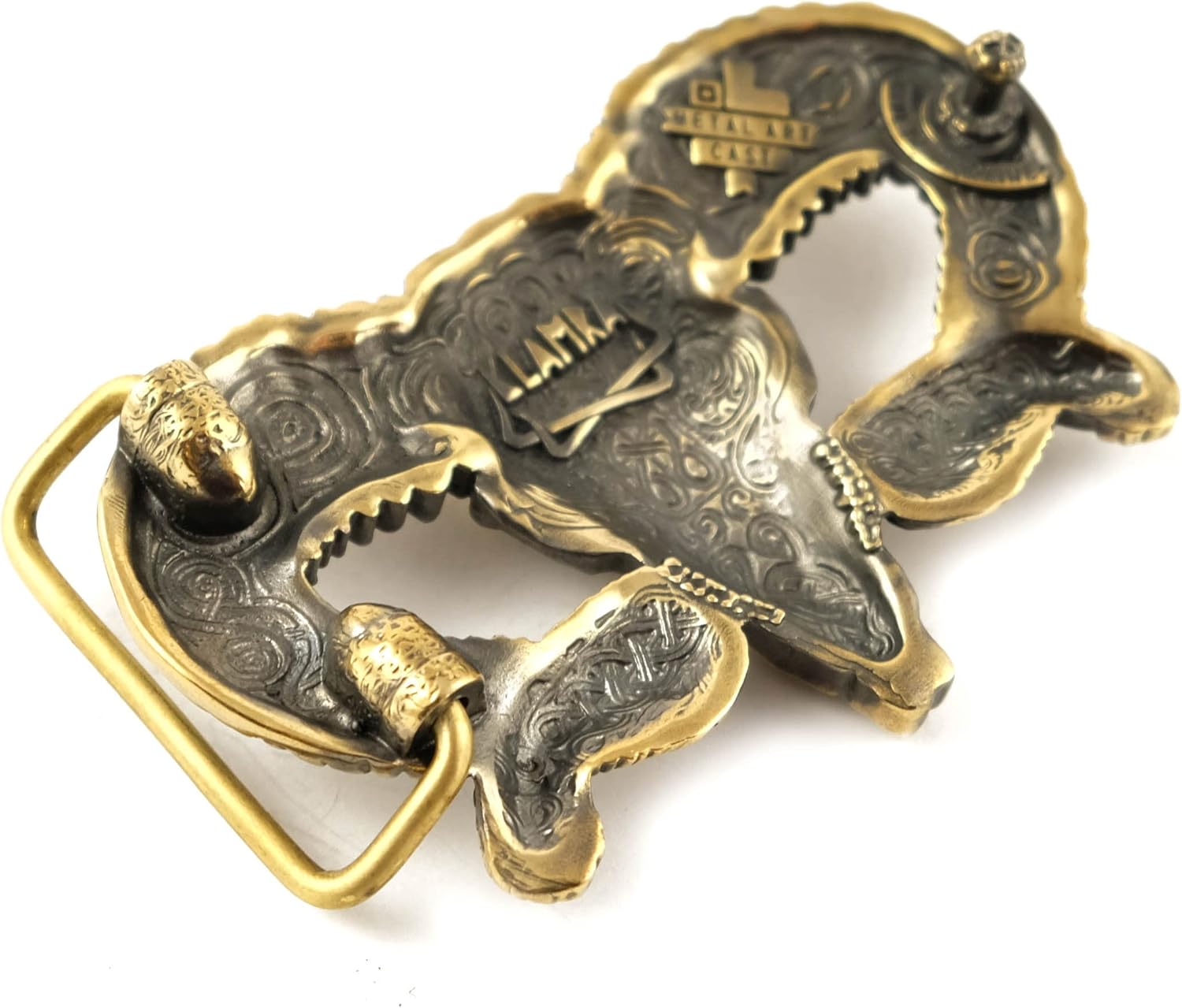 Ram Skull solid brass belt buckle, Handmade Bighorn wild west buckle, Mouflon tribal Trophy Skull belt buckle for leather belt, unisex gift