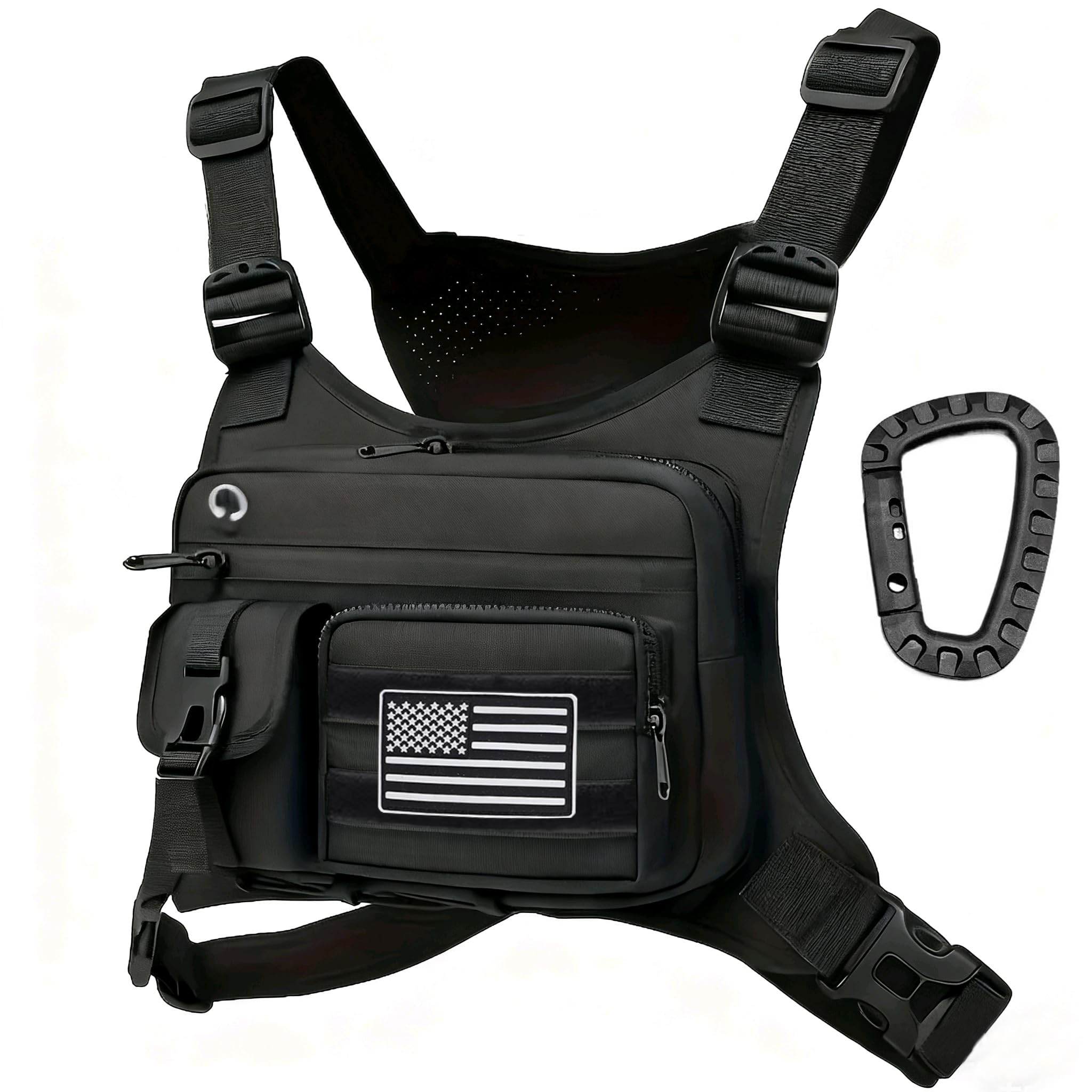 Vdones Running Chest Bag Tactical Running Vest with Pistol Holster Versatile Motorcycle Chest Pouch CCW Chest Pack