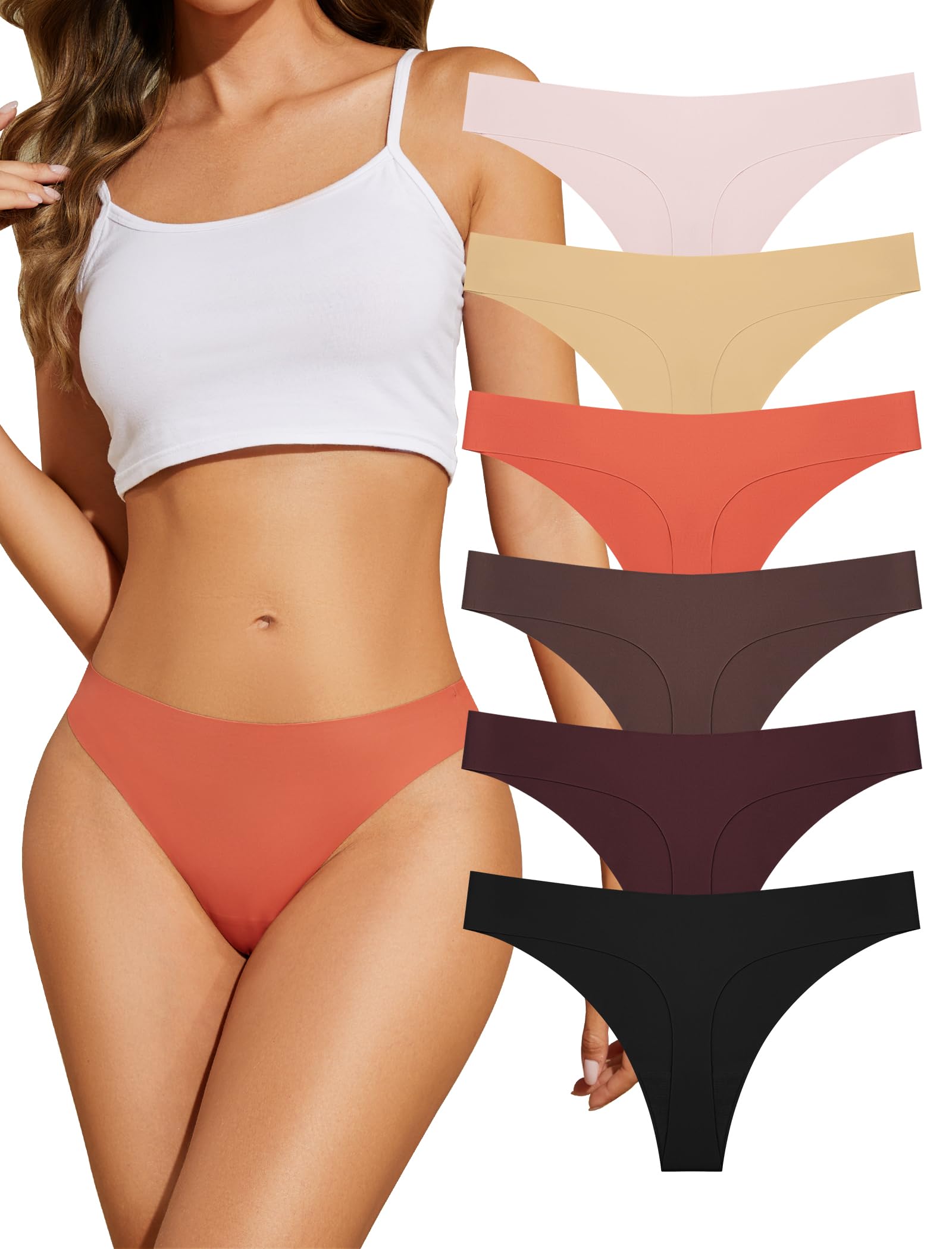 ANSUKOO String Tanga Damen Nahtlos 6er Pack,Seamless Slip Mehrpack,Frauen Nahtlose UnterwäSche,Ohne Naht Sport Unterhosen,Unsichtbare Unterhose Microfaser,Invisible Women Thong Underwear