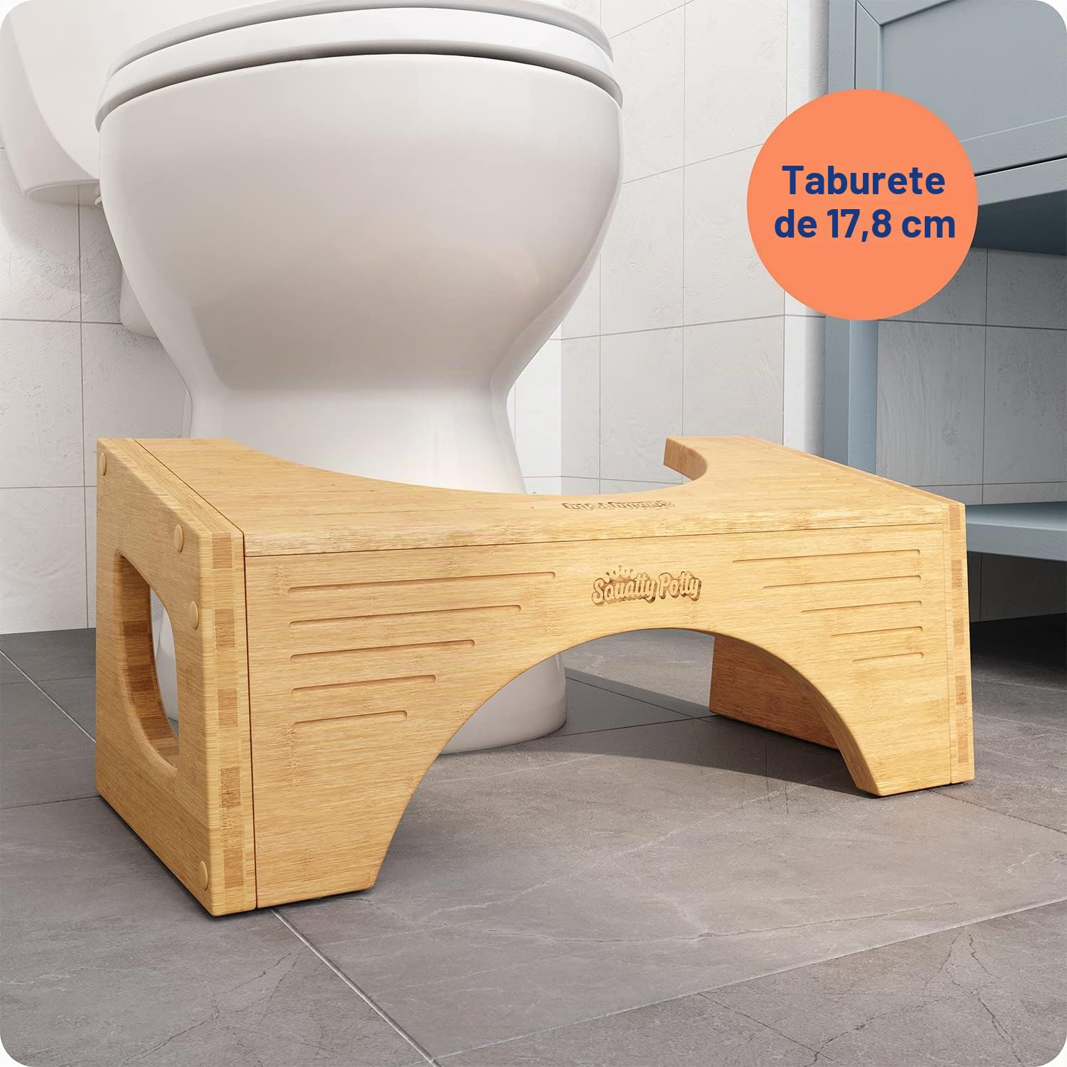 Squatty Potty Original Bamboo Flip - Taburete de inodoro para baño, altura ajustable de 7 y 9 pulgadas, color marrón