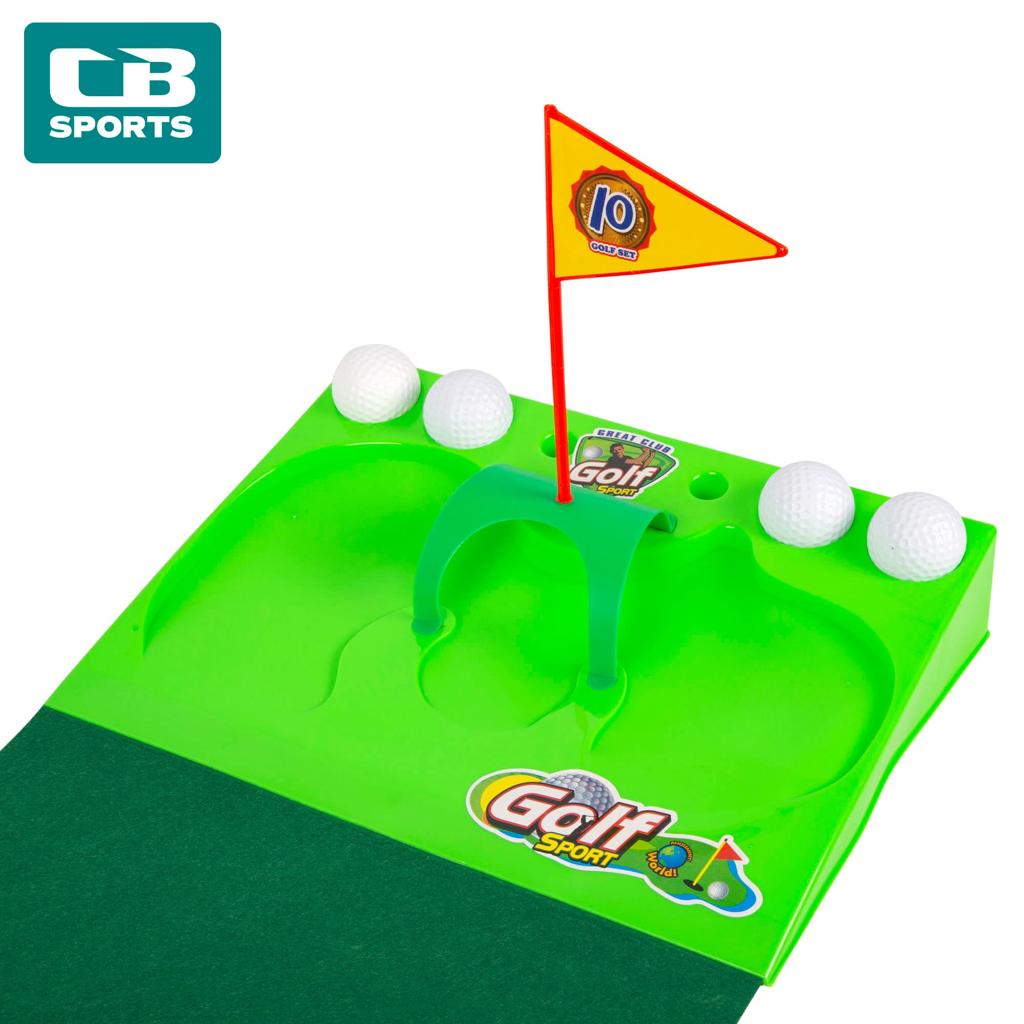 COLORBABY 49992 CB Sports Jeu de Golf pour Enfants, Mini Golf Contient 8 pièces : Clubs de Golf, 4 balles et Tapis, Jeux de Sport, Jeux de Sport, Jeux de Plein air, Jeu de Golf pour Enfants
