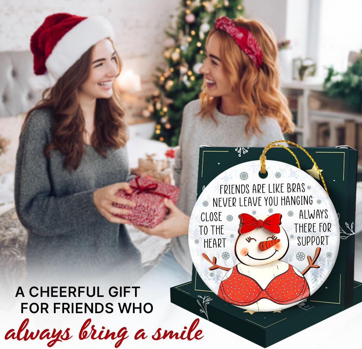 Friendship Christmas Ornaments 2025, Funny Friends Gifts for Hanging Christmas Decorations, Cute Friendship Ornaments for Women, Sisters, Double Sided Ceramic Ornament, Bestie Gifts - Image 8