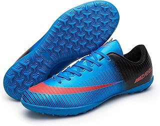 Chuteiras de Futebol Infantil,Exterior Atletismo TF Sapatos de Futebol de Relva Homens,Respirável Antiderrapante Chuteiras de Futebol Juvenil,Confortável Leve,para Exterior (Color : Blue, Size : 39