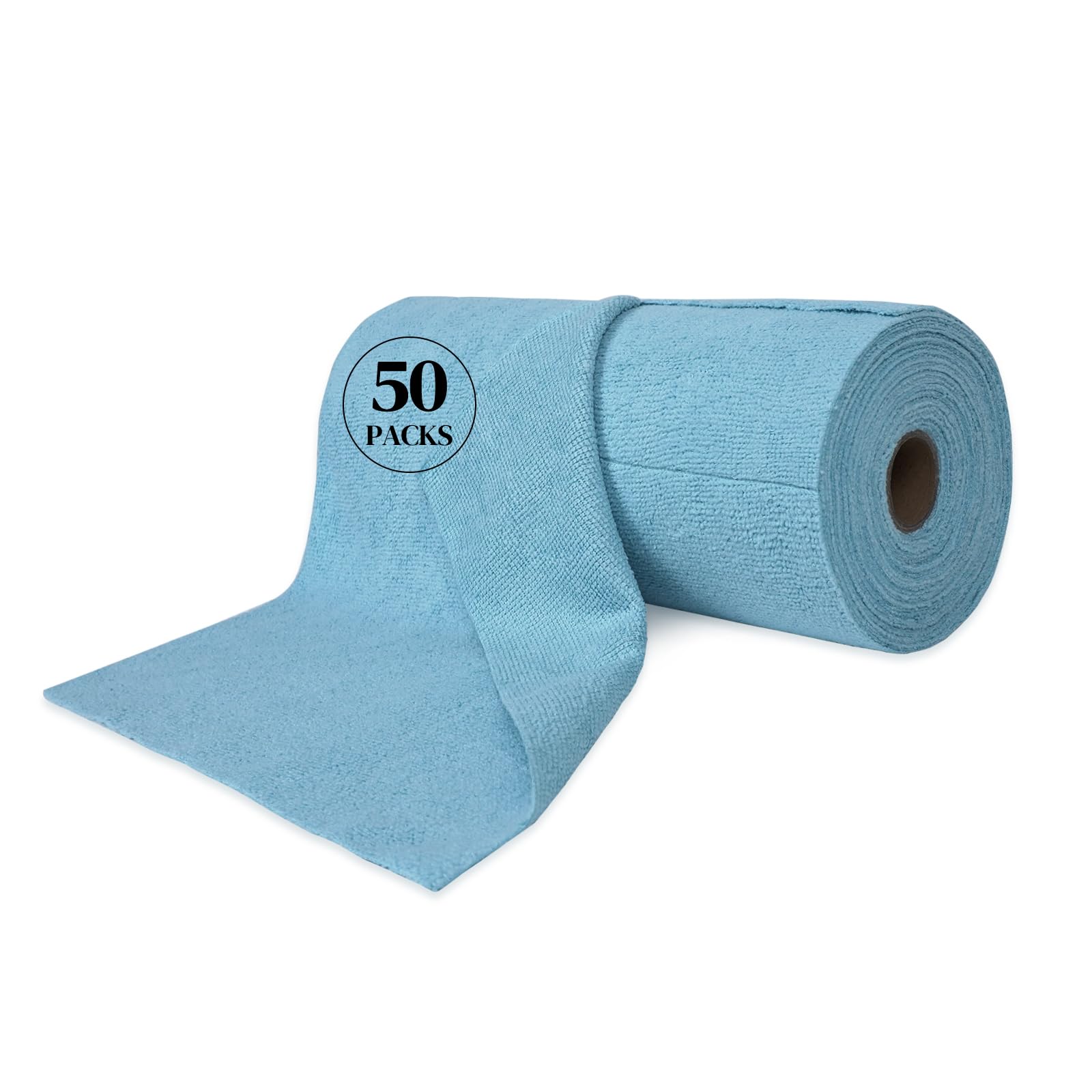 Kitchen Roll Reusable Paper: 50Pack Microfiber Washable Ultra Absorbent Softly Rags Drying Cleaning Cloth Household Dishcloths Kitchen Bathroom House Car Office Travel & Camping (02 Blue)