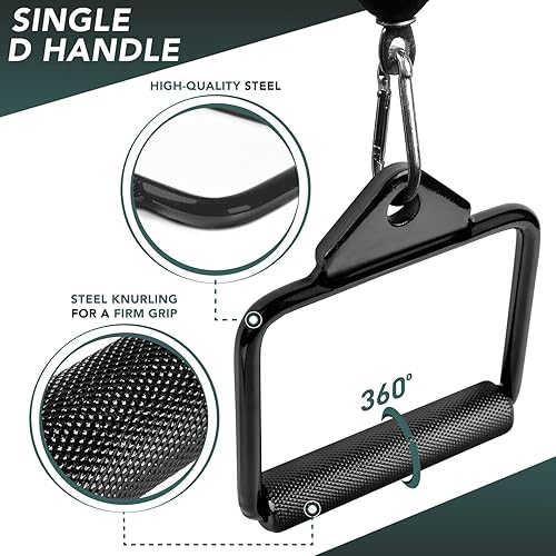 Vista 42 de Yes4All Cable Machine Attachment, Double D Handle & Tricep Rope Cable Attachment, Weight Machine Accessories Load 880 LB for Home Gym Negro