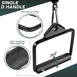 Yes4All Black D Row Handle Cable Attachment for Weight Workout, Cable Machine Accessories for Home Gym