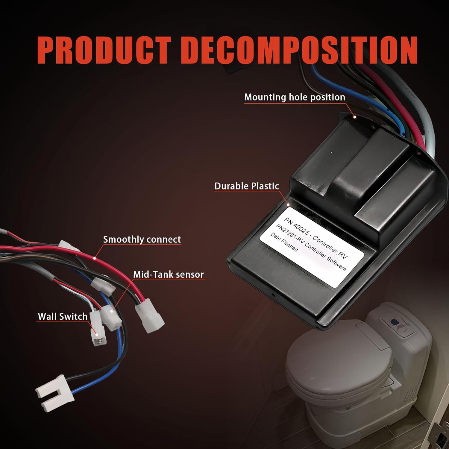 66FIT 36398 RV Toilet Automatic Flush Controller Replacement Compatible with Thetford Tecma Silence Plus Permanent Toilets Fit for Tecma Automatic Flush System