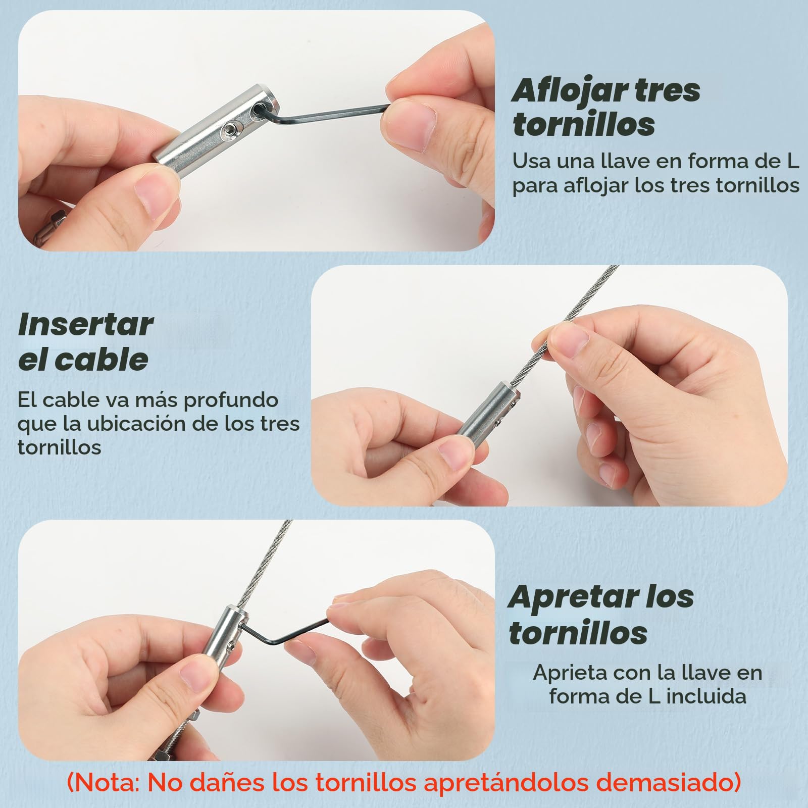 Terminal de cable de alambre de 4 mm, tensor de cuerda de alambre de acero inoxidable para fijación