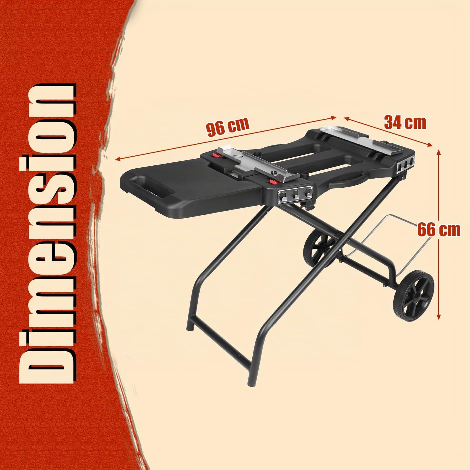 Denmay Chariot de barbecue portable avec roue pour Weber Q1200, Q1000, Q2200, Q2000, pour plaques de barbecue Blackstone 43 cm 56 cm, pliable, support de barbecue pour l'extérieur