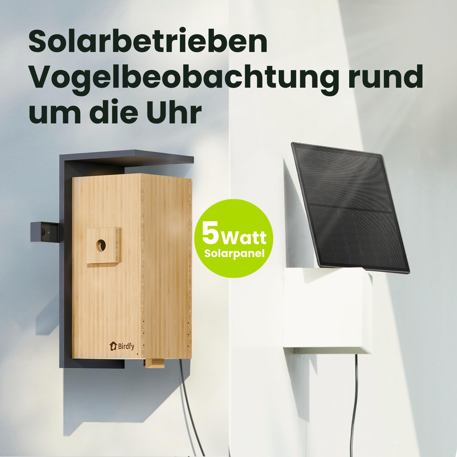 Birdfy Smart Vogelhaus mit Doppelkamera für Live Vogelbeobachtung, 1080P Bambus Nistkasten mit Kamera, Nachtsicht, KI-Verhaltensanalyse mit Benachrichtigungen & automatischen Aufnahmen