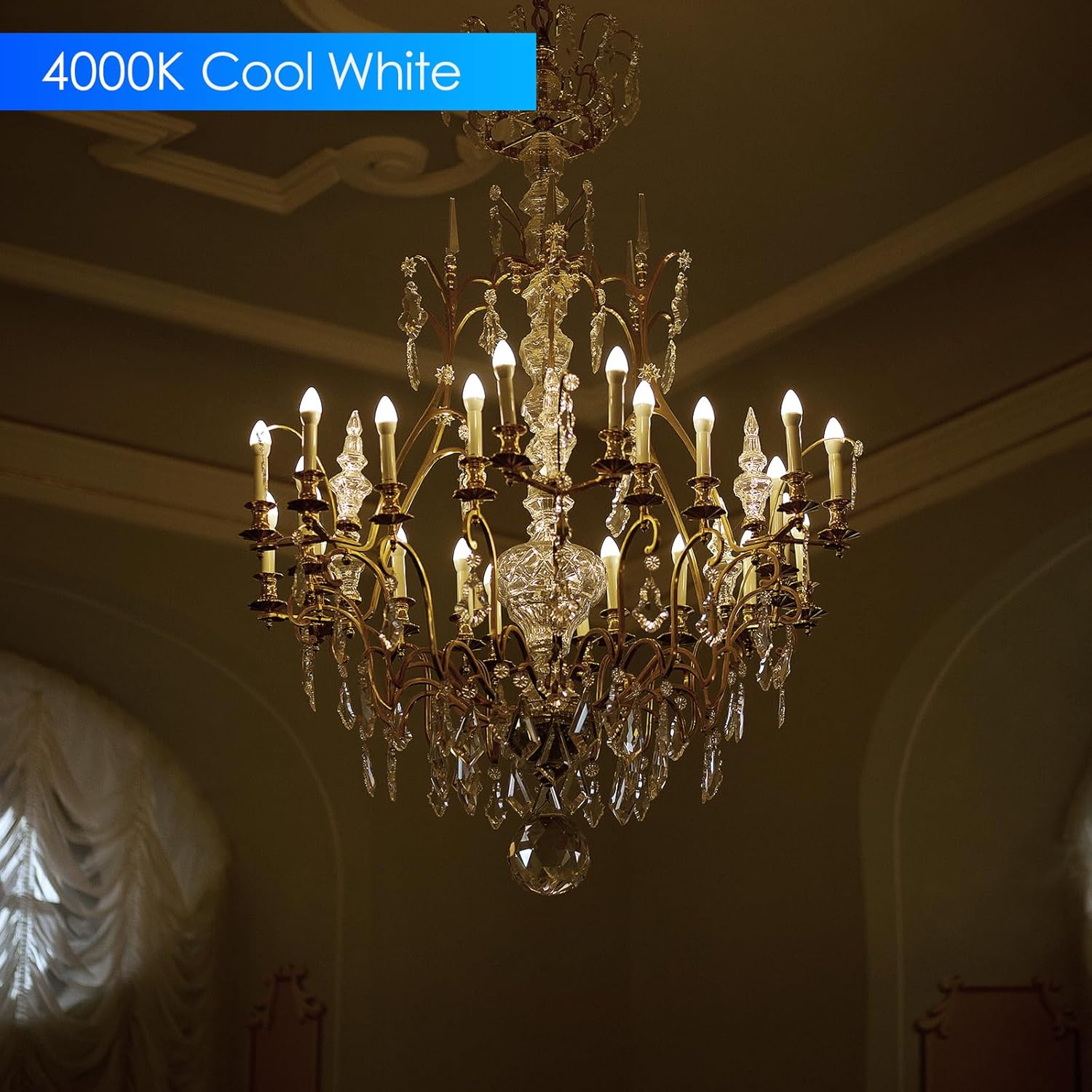 Energetic E12 LED Candelabra Light Bulbs 5.5W (60 Watt Equivalent), 4000K Cool White, 600LM Chandelier Light Bulbs, B11 Candle Bulbs for Ceiling Fan, CA 80 Recessed Can Light, Non-Dimmable, Pack of 6