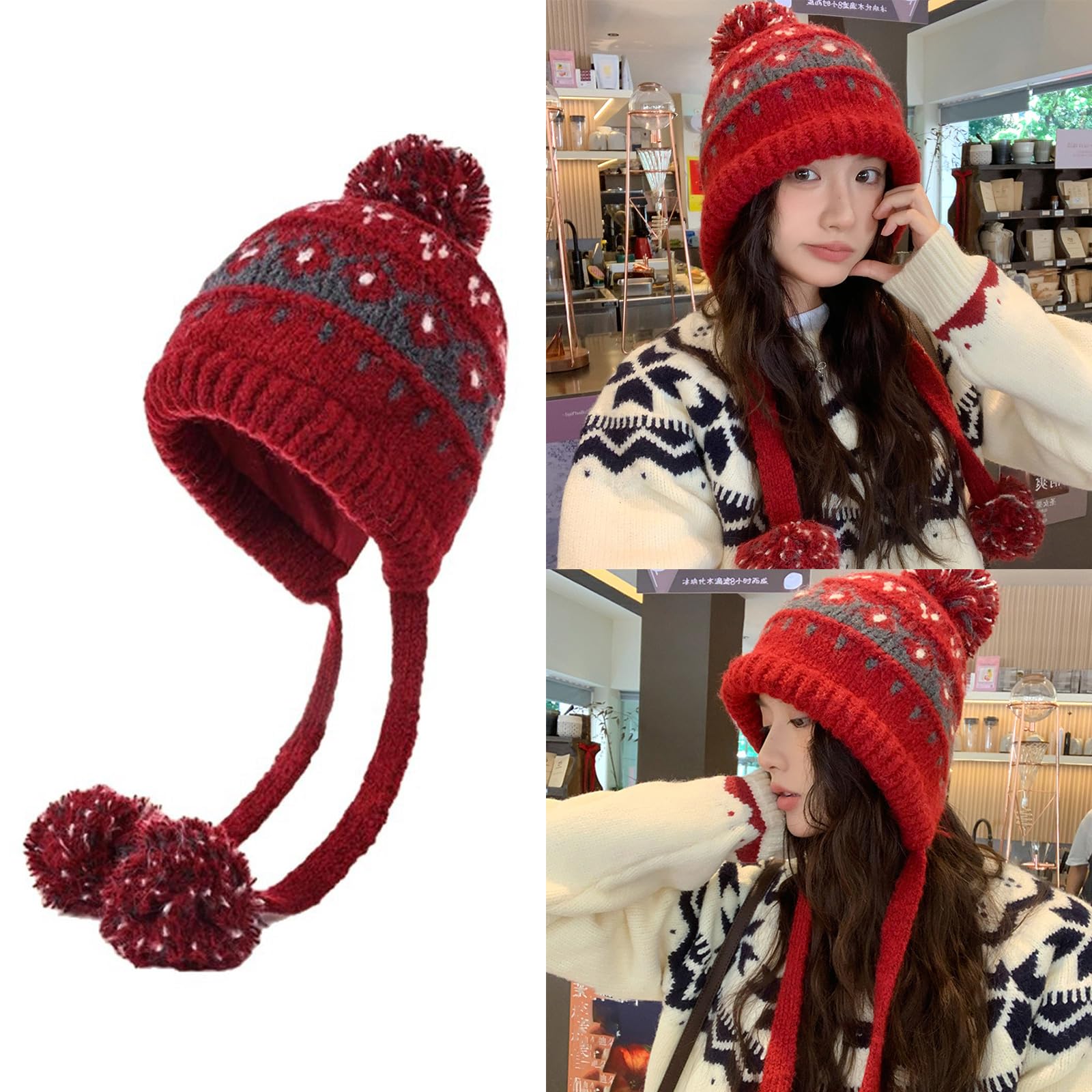 Gorras de punto retro elásticas para invierno, de poliéster suave, térmicas, unisex, elásticas, ideales para viajeros al aire libre, gorra térmica