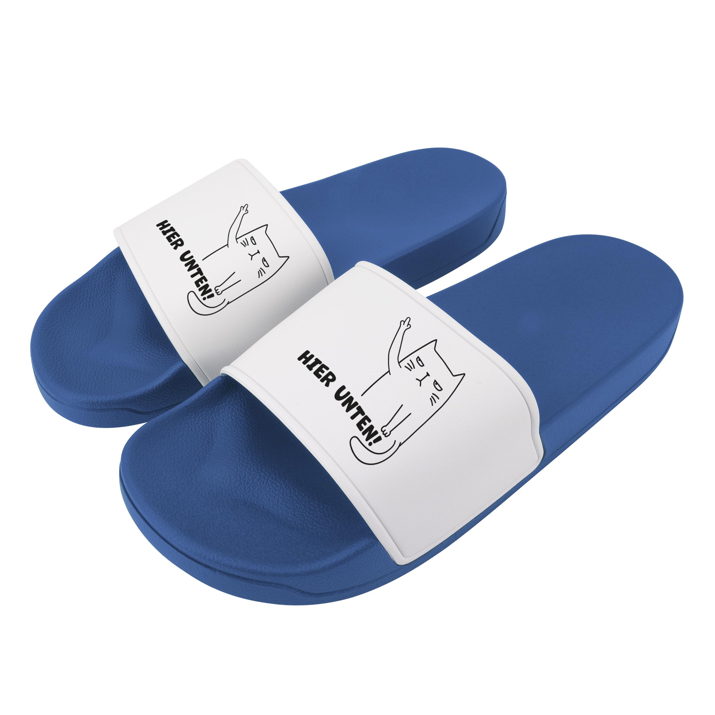 Badelatschen Mit Katzen-Motiv Größe 39 - Lustige Hausschuhe Schwarz/schwarz