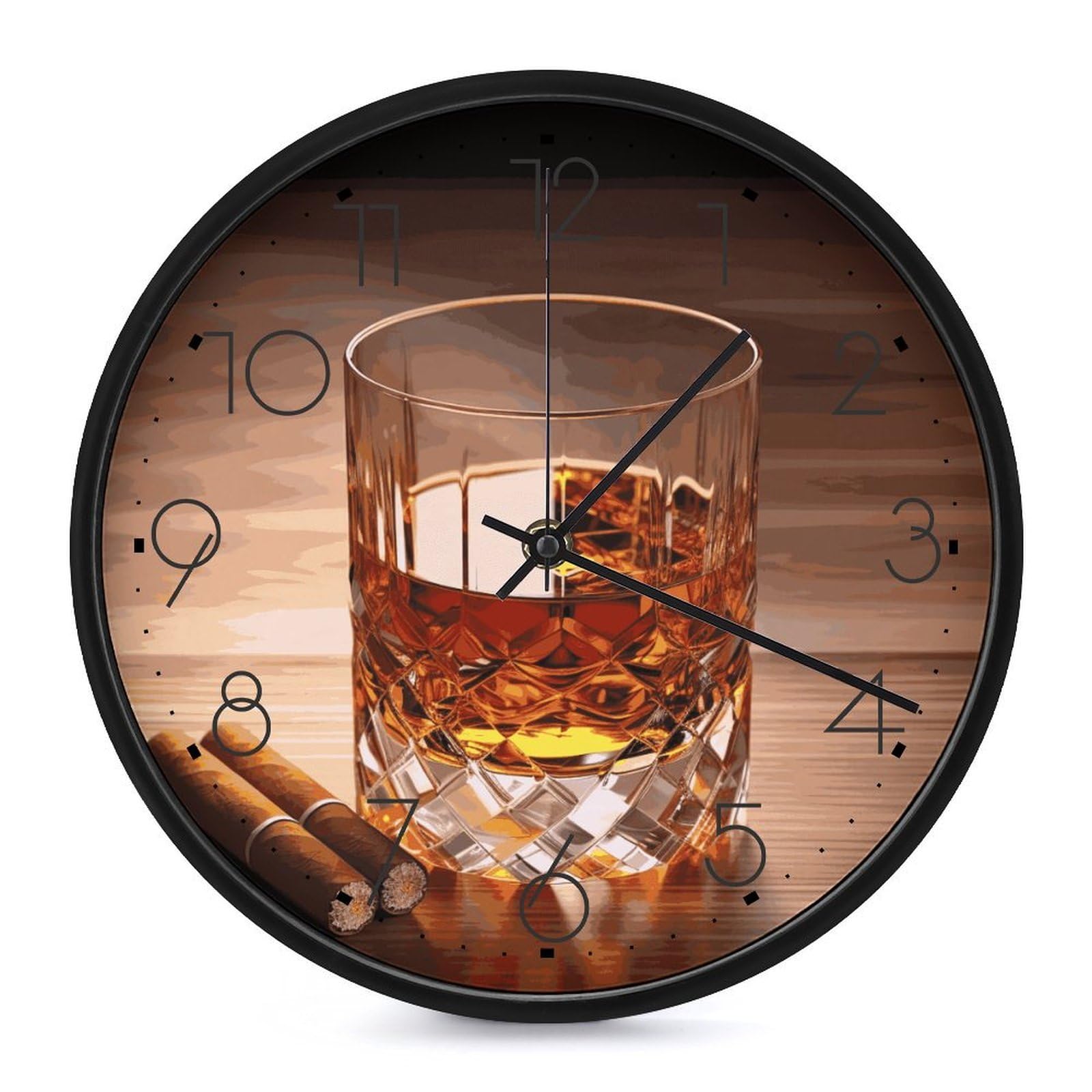 Horloge murale marron pour bureau et chambre à coucher