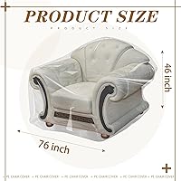 Vista 2 de 6 fundas de plástico para sillas, fundas de plástico para muebles para interiores y exteriores, impermeables, transparentes, a prueba de polvo