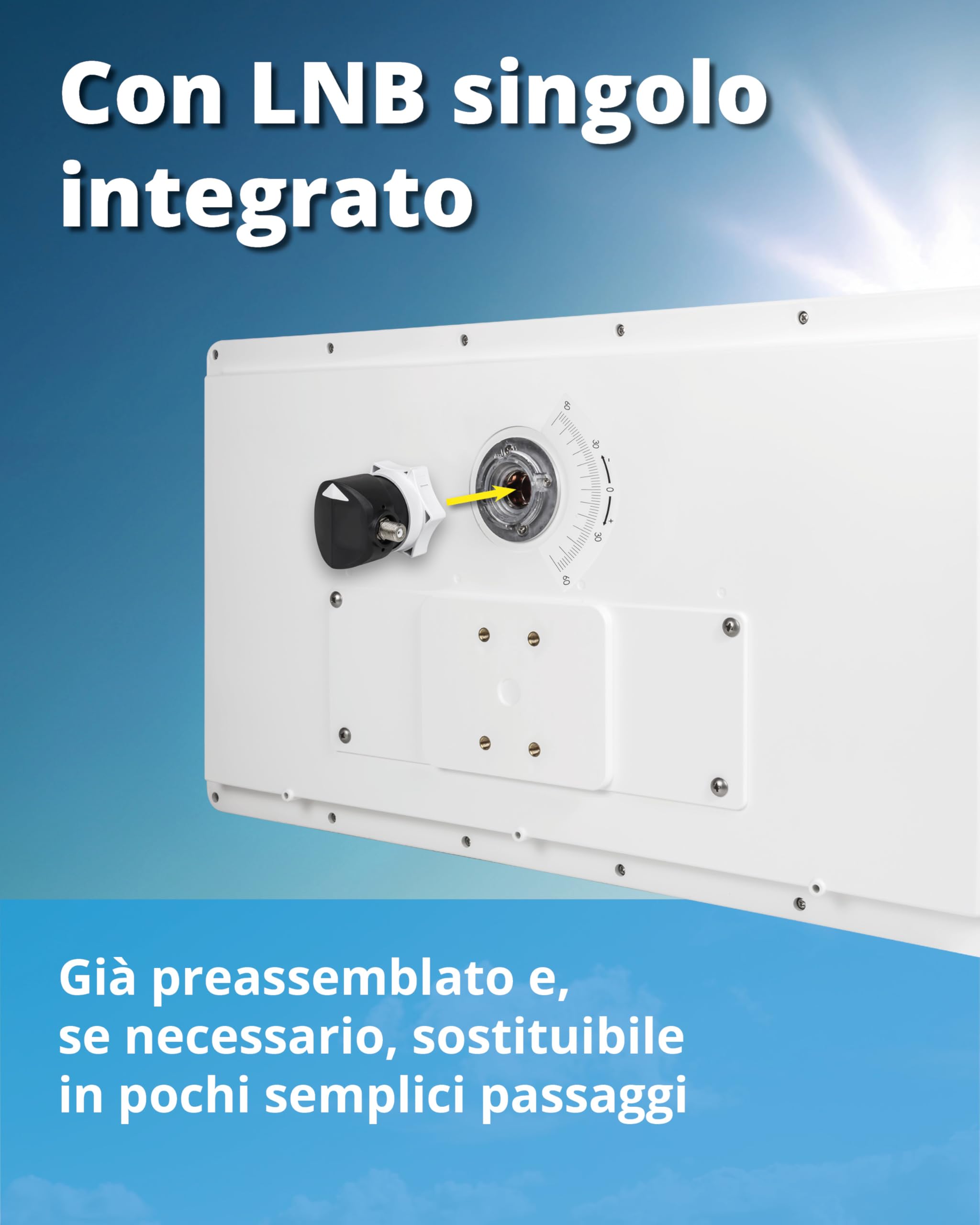Megasat Antenna piatta D1 Profi-Line – Antenna satellitare piatta (1 utente, LNB intercambiabile, installazione a parete, supporto per palo/balcone o finestra) – Bianco