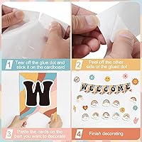 Vista 4 de Cartel de bienvenida retro de bienvenida a la escuela, 61 unidades, póster de bienvenida con temática de arco iris, decoración con punta