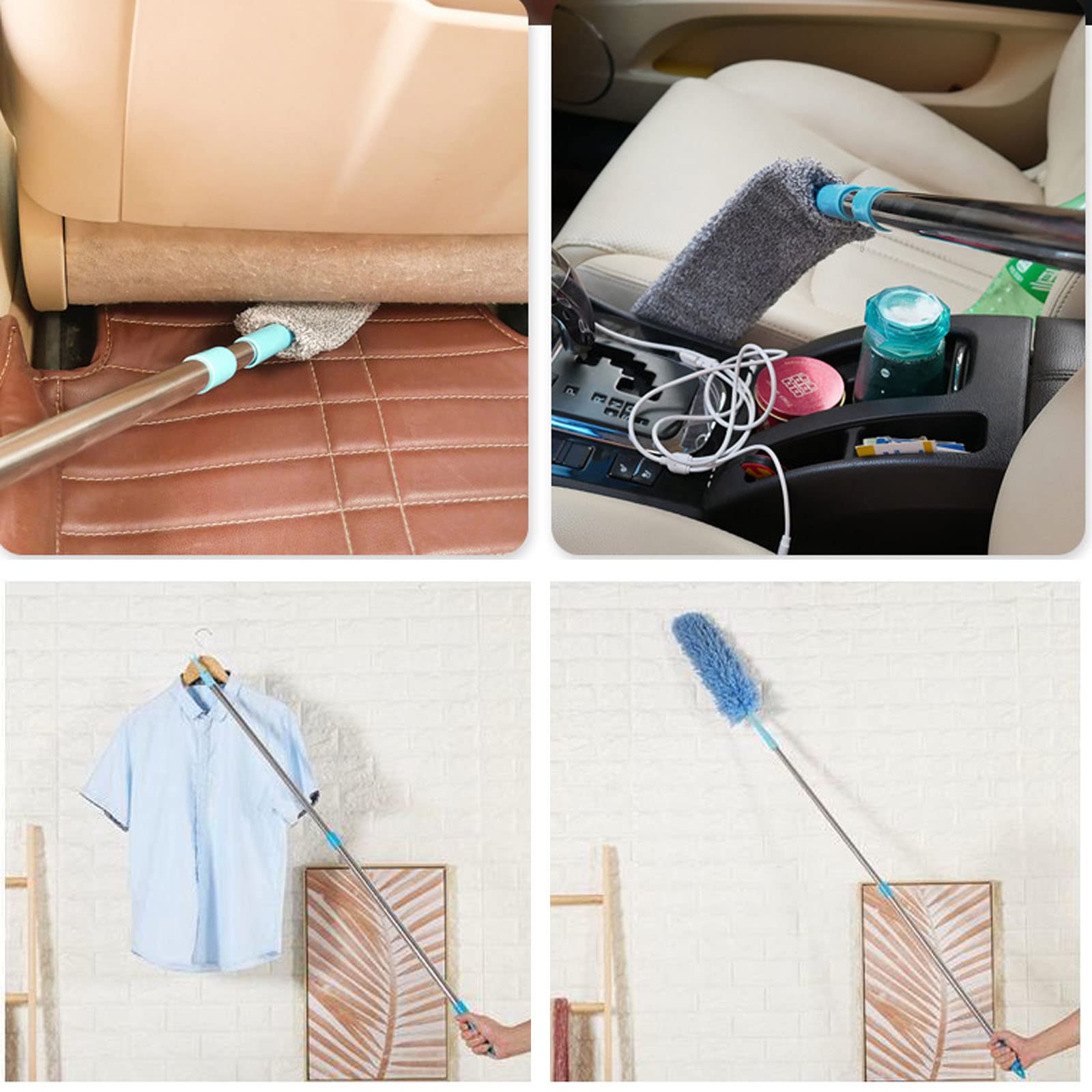 Plumeau Télescopique Microfibre Avec Manche Rétractable – Nettoyage Poussière Meubles, Sols, Espaces Étroits | Lavable, 2 Housses De Rechange