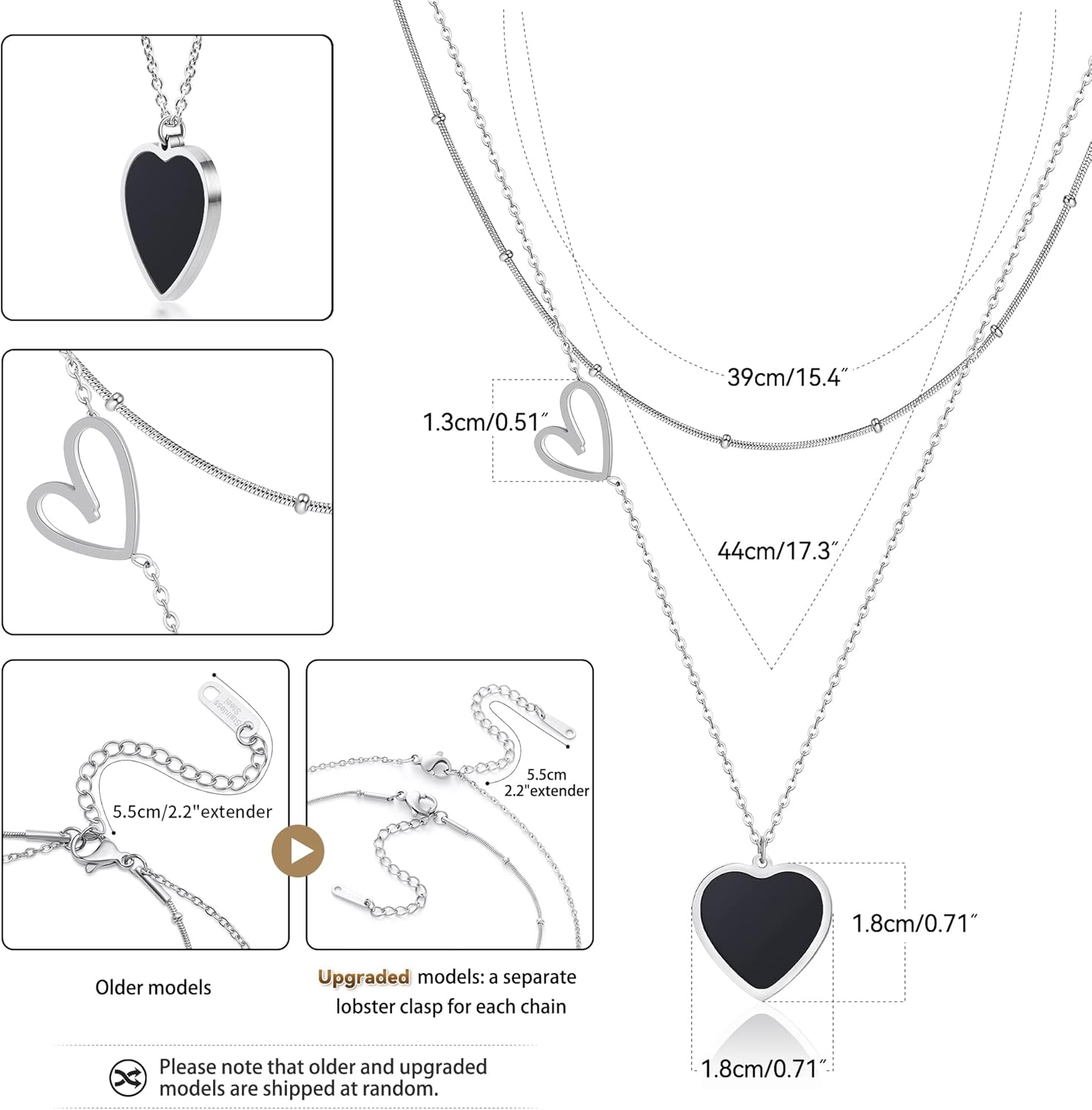 Linawe Layered Choker Heart Pendant Necklace for Women Trendy, Gold/Silver/Rose Gold Chain Stainless Steel Stacked Necklaces, Double Heart Necklace Y2K Preppy Jewelry - Image 5