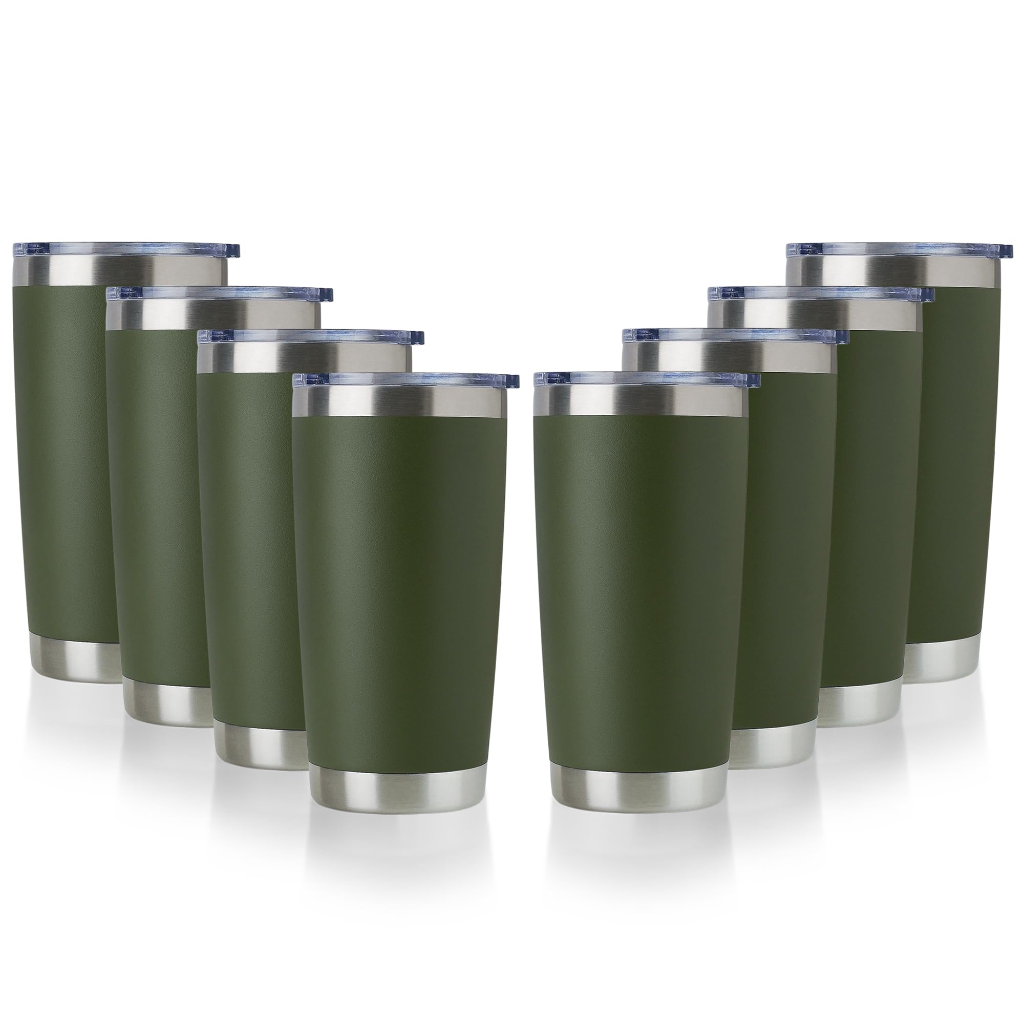 DOMICARE Vaso de acero inoxidable con tapa, doble pared aislada al vacío taza de viaje, taza de café con recubrimiento en polvo