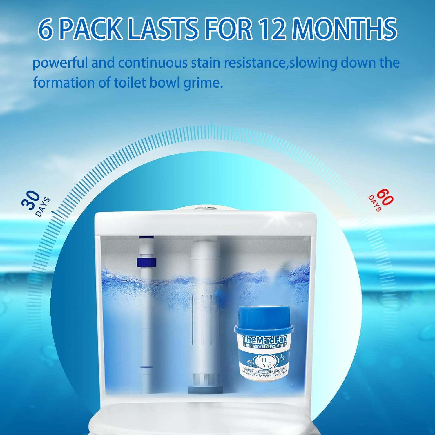 12 Pcs Probiotic Toilet Bowl Cleaner Bottle, Automatic Toilet Tank Cleaner with Enzyme-Powered Stain & Limescale Prevention, Safe for Plumbing & Septic Safe