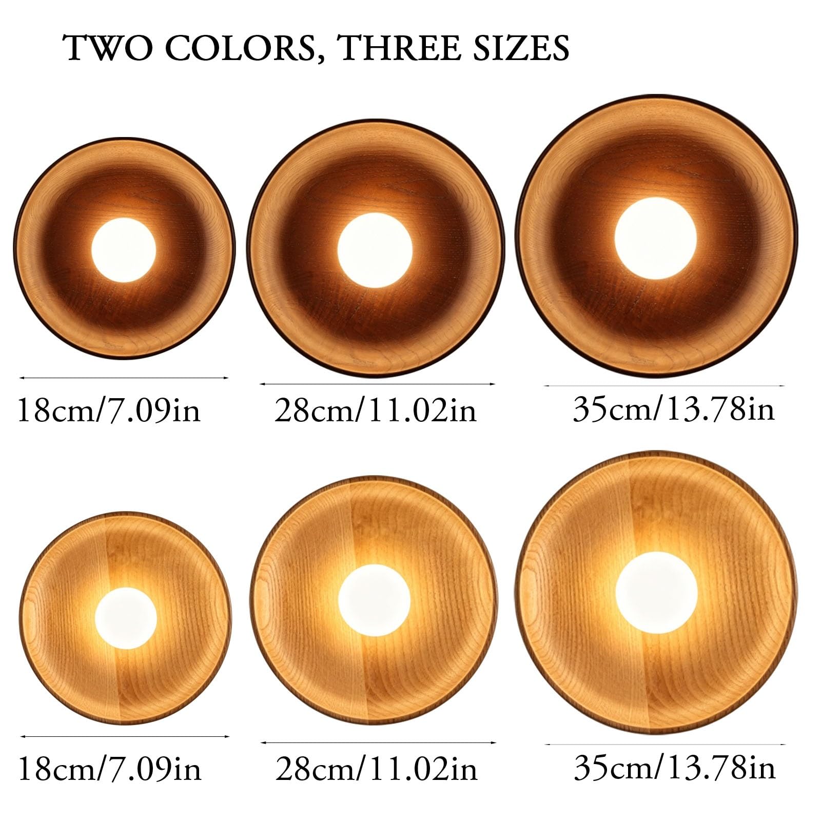 Minimalistische Wandleuchte aus Walnussholz, runder Globus, Glasschirm, festverdrahtete Wandleuchte, weiße Oberfläche, Innenwandbeleuchtung for Schlafzimmer, Nachttisch, Wohnzimmer(Walnut,28cm)