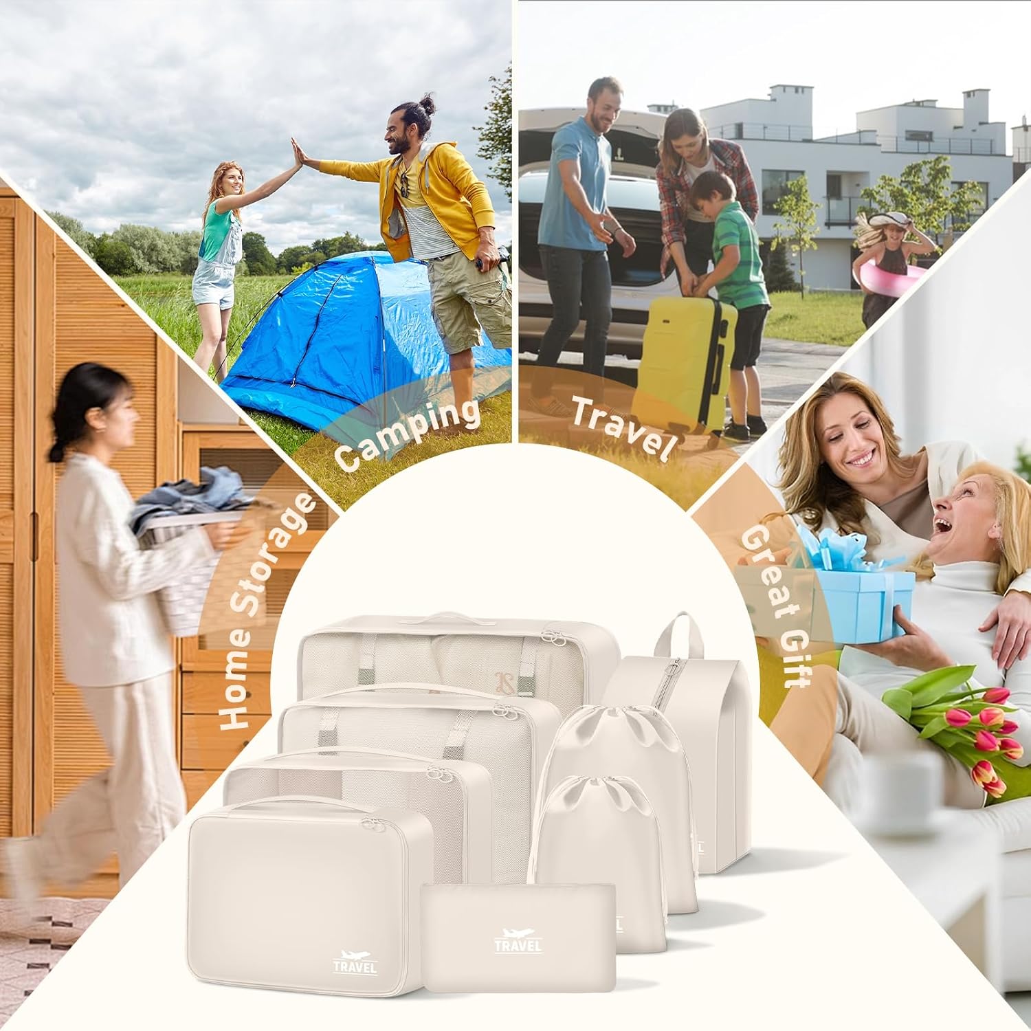 8 Set Packing Cubes for Travel Suitcase Organizer Bags Luggage Packing Cubes Set Travel Essentials Accessories Gifts for Women - Image 7