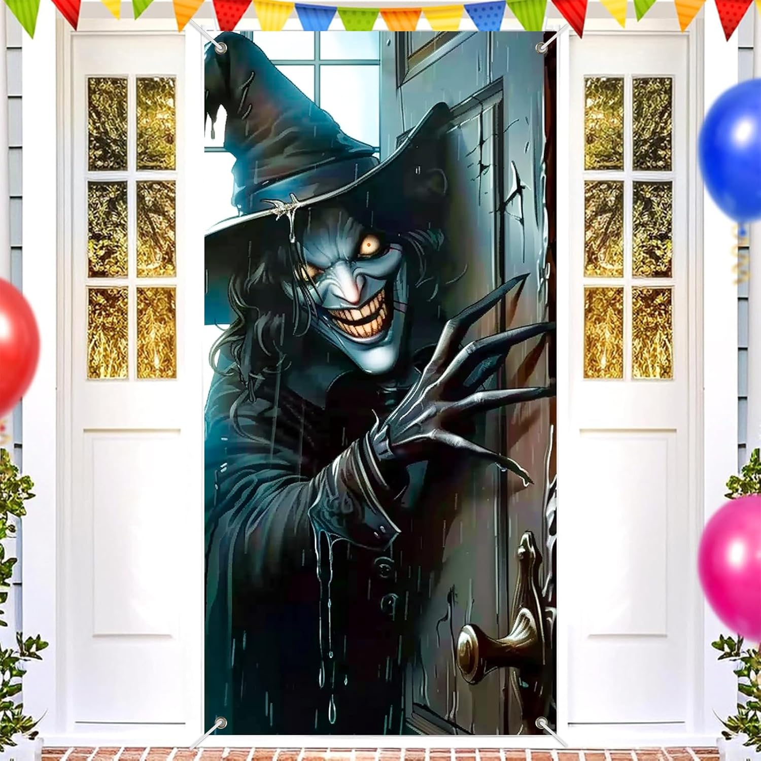 BlissYard Halloween Door Cover Creepy Witch 71 x 35 Inch