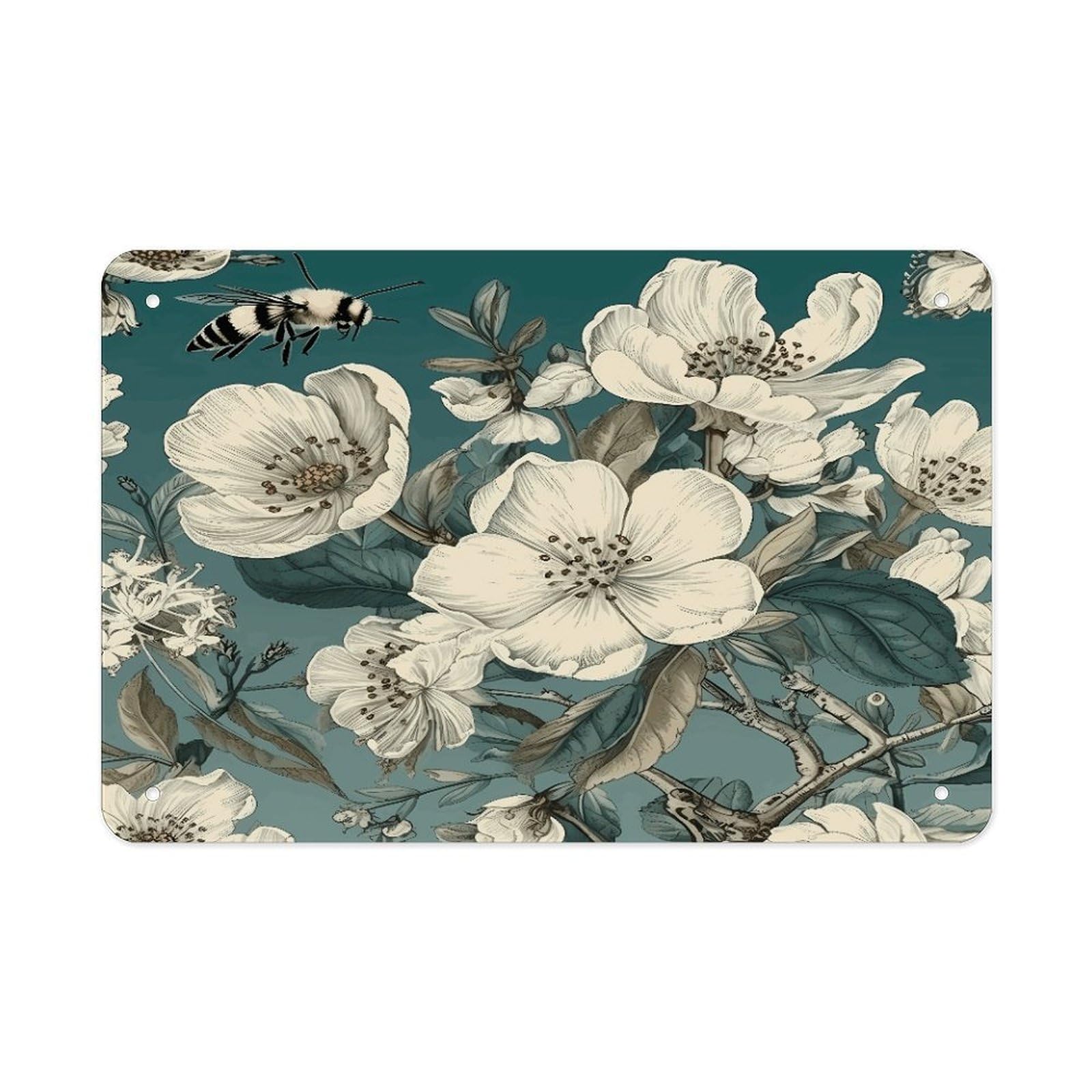 Fodpand Style Flowers And Bees Wall Art Metal Signs Tin Sign