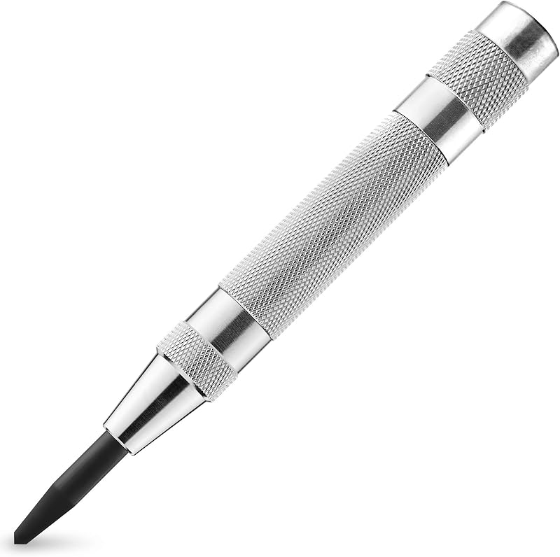 NEIKO 02639A Perforadora central automática de 6 pulgadas con impacto de resorte ajustable con una sola mano, vástago cromado y punta de acero S2 premium