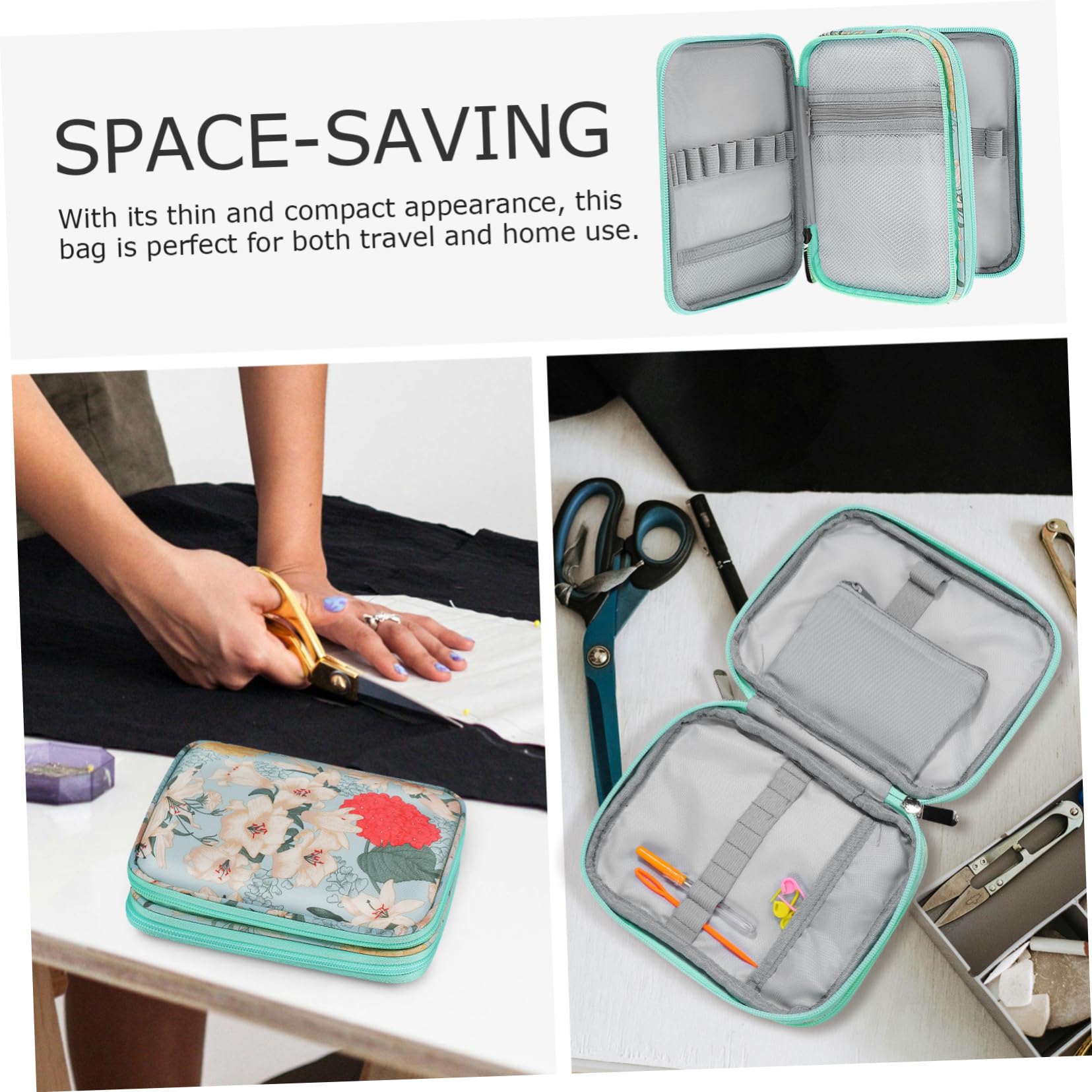 STOBOK 2piezas Estuche De De Ganchillo Diseño Floral Bolsa Organizadora De Almacenamiento Funda Portátil Para Accesorios De Crochet y Punto De