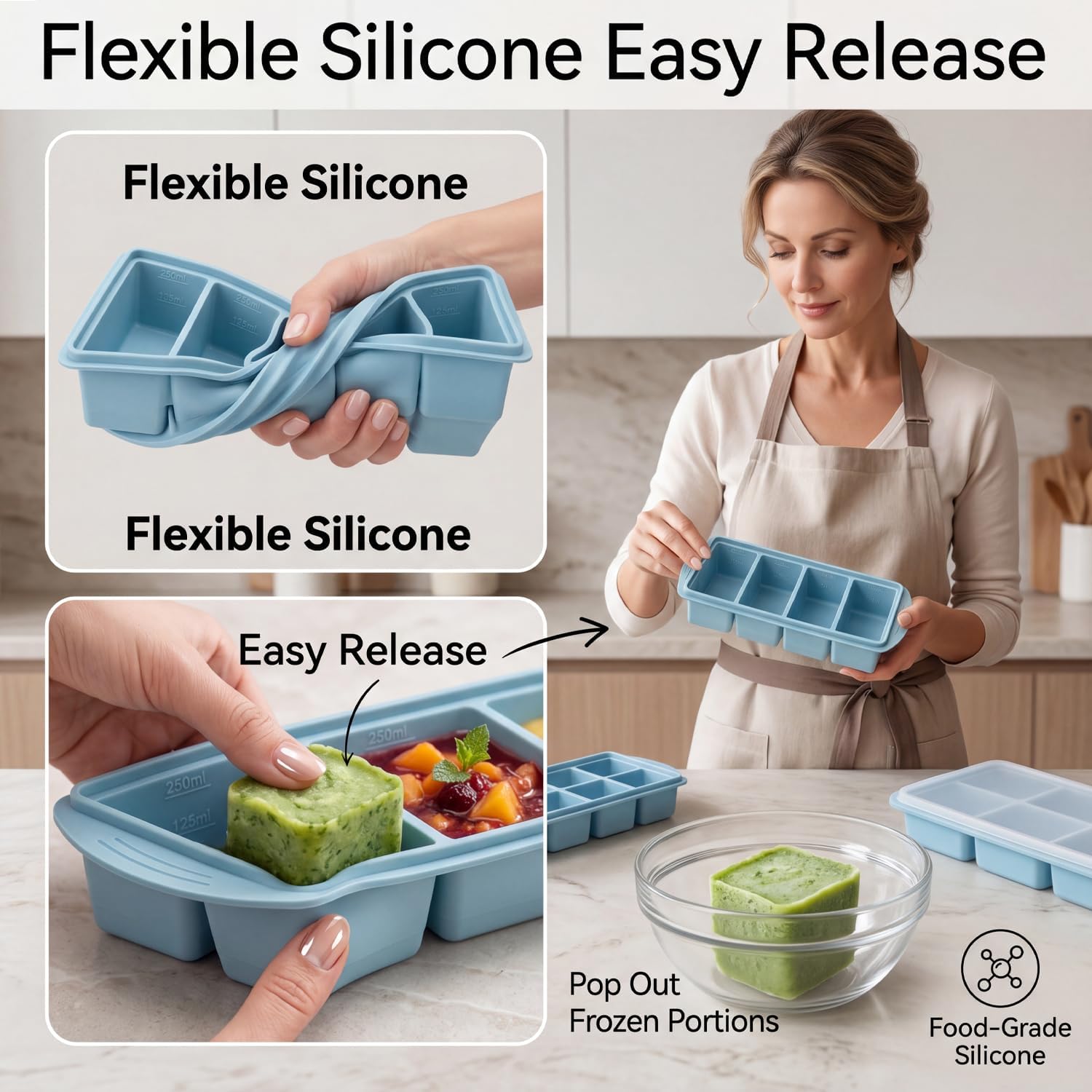 1 cup silicone freezer molds,Freezer tray,Silicone soup freezer molds