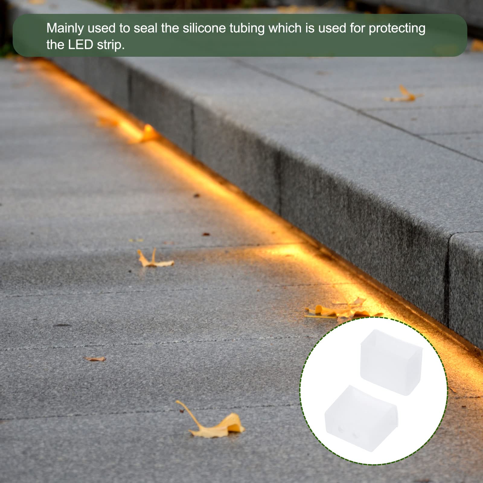 YOKIVE 60 Pcs Silicone Plugs, LED Tube Strip End Cap Cover Waterproof with 2 Holes, Great for Office Home (White - Image 3