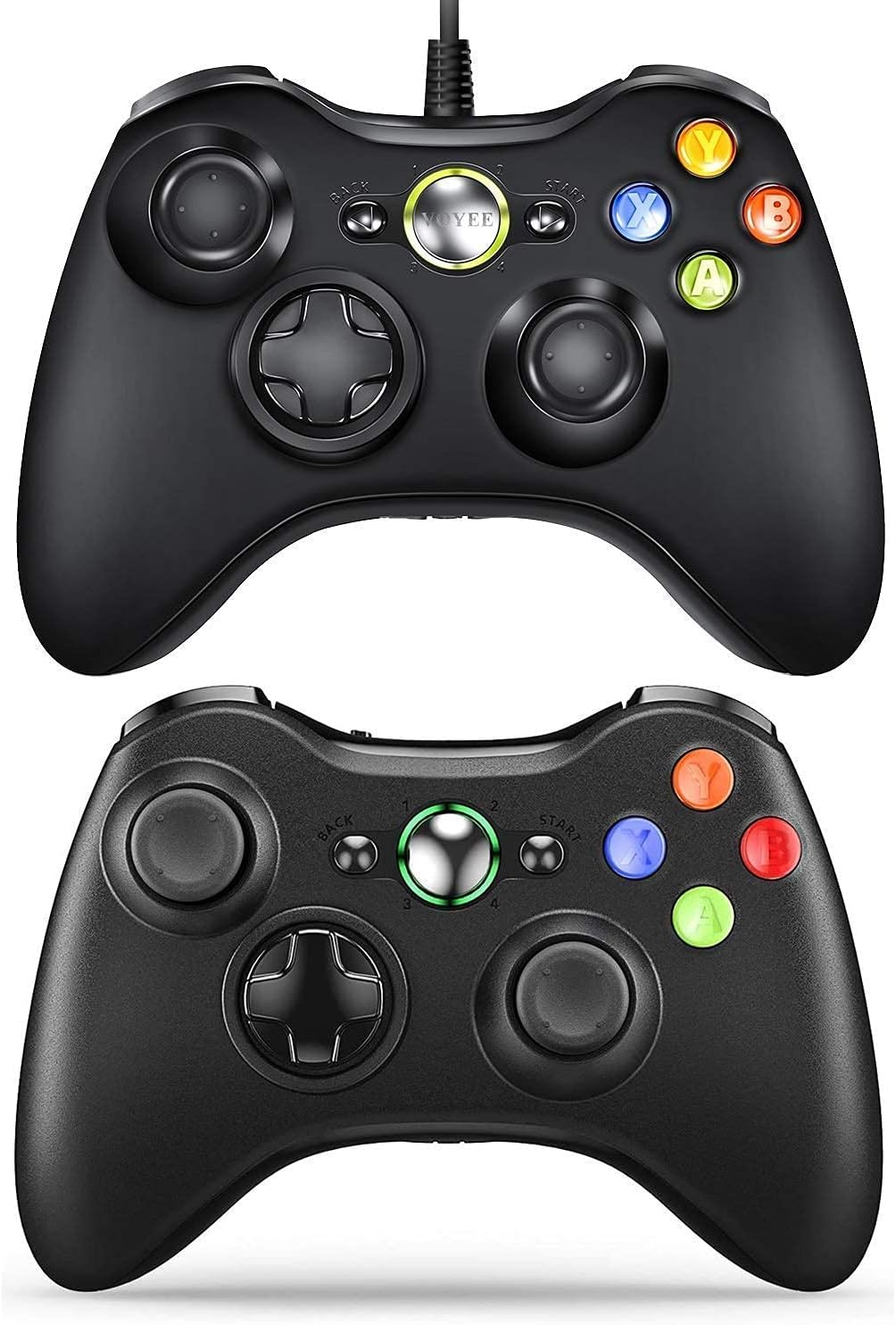 VOYEE Xbox 360 Wired and Wireless Controller for Xbox 360/ Slim/PC Windows  10/8/7, Upgraded (Black & Black) - 2 Pack