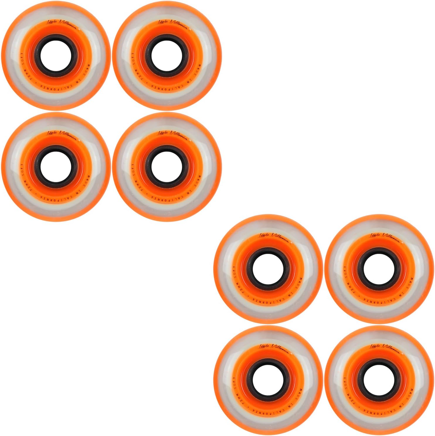 Labeda Millennium Gripper Orange Roller Hockey Inline Wheels 72mm Soft 8 Pack