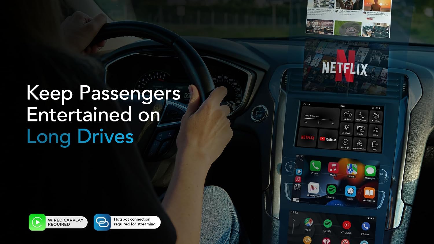 AUTOSKY LITE Box S 2026 – Wireless Adapter for CarPlay & Android Auto – Powerful New Processor – Netflix & YouTube via Phone Hotspot – Stable, Easy Plug & Play