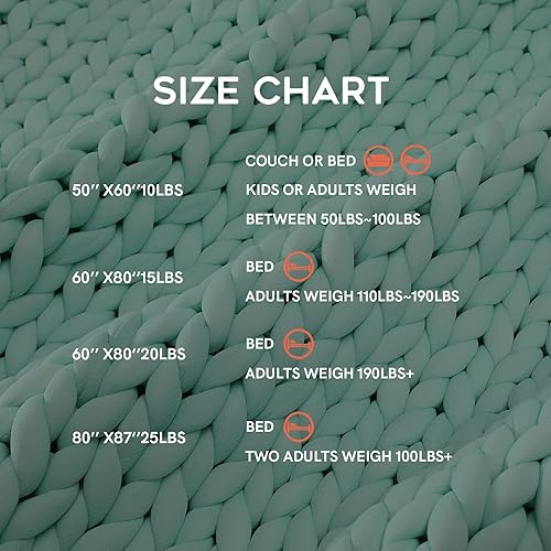 Miniatura 5 de YnM Manta con peso refrescante, diseño de punto de hilo grueso hecha a mano, reguladora de temperatura y transpirable, lavable a máquina para dormir