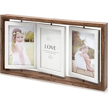 RANJIMA Bilderrahmen Dreifach-Bilderrahmen Mehrfach f r 3 bis zu 6 Fotos Drehbarer Fotorahemen Collage es k nnen aus Holz Geschenke f r Muttertag Hochzeit Freund Frauen Kinderzeichnungen