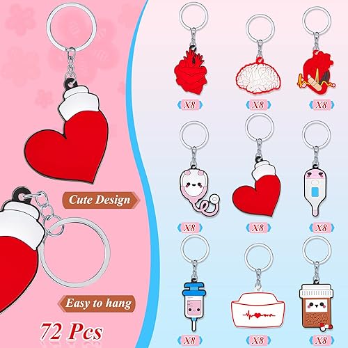 Miniatura 2 de Henoyso Paquete de 72 regalos para enfermeras para mujeres, llavero de enfermera, regalos de semana de enfermeras, accesorios de regalo de Navidad a