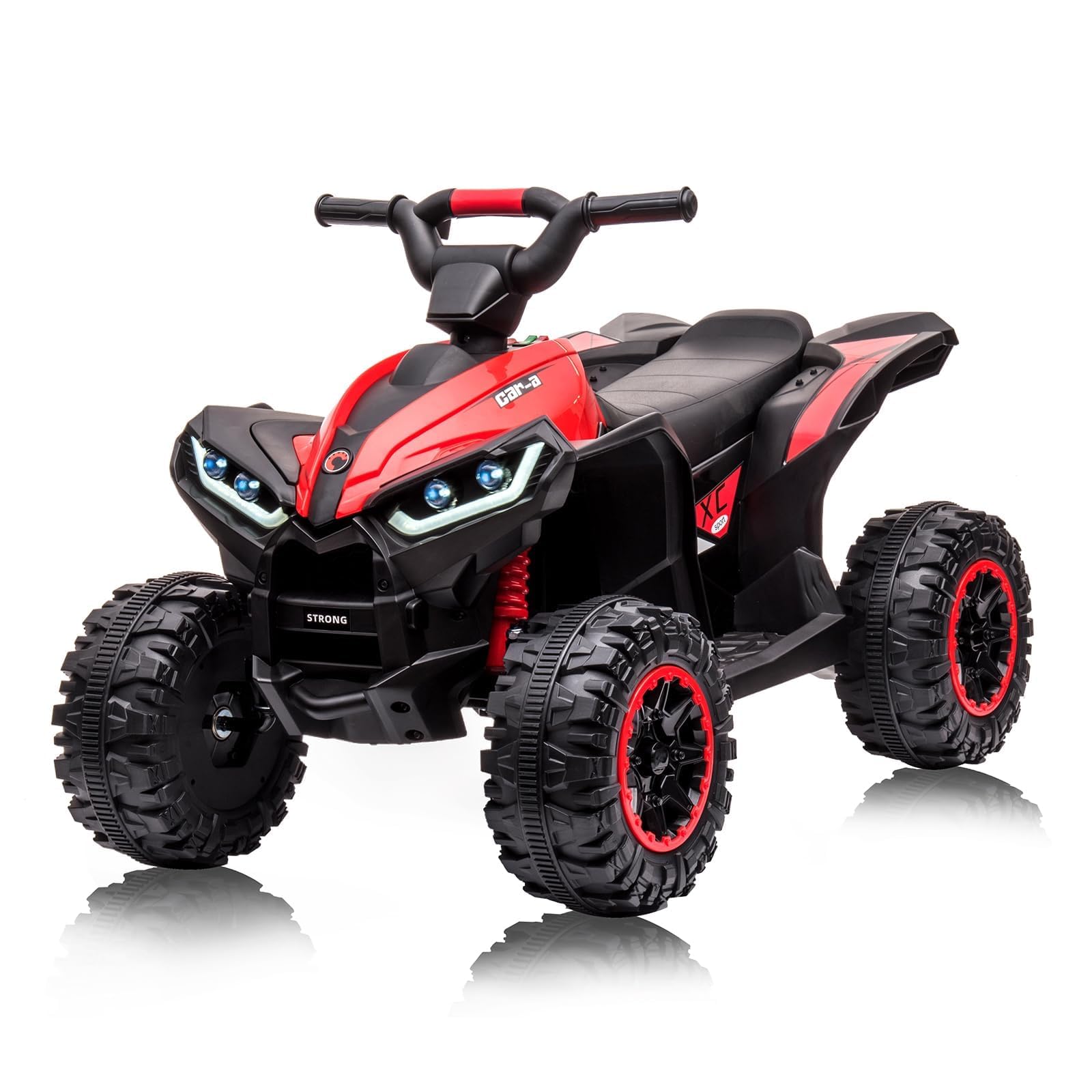 12V Kids Ride On ATV, Battery Powered, Electric Four-Wheeler with Music, Led Lights, High and Low Modes,USB,Treaded Tires,Suitable for Boys and Girls (Red)