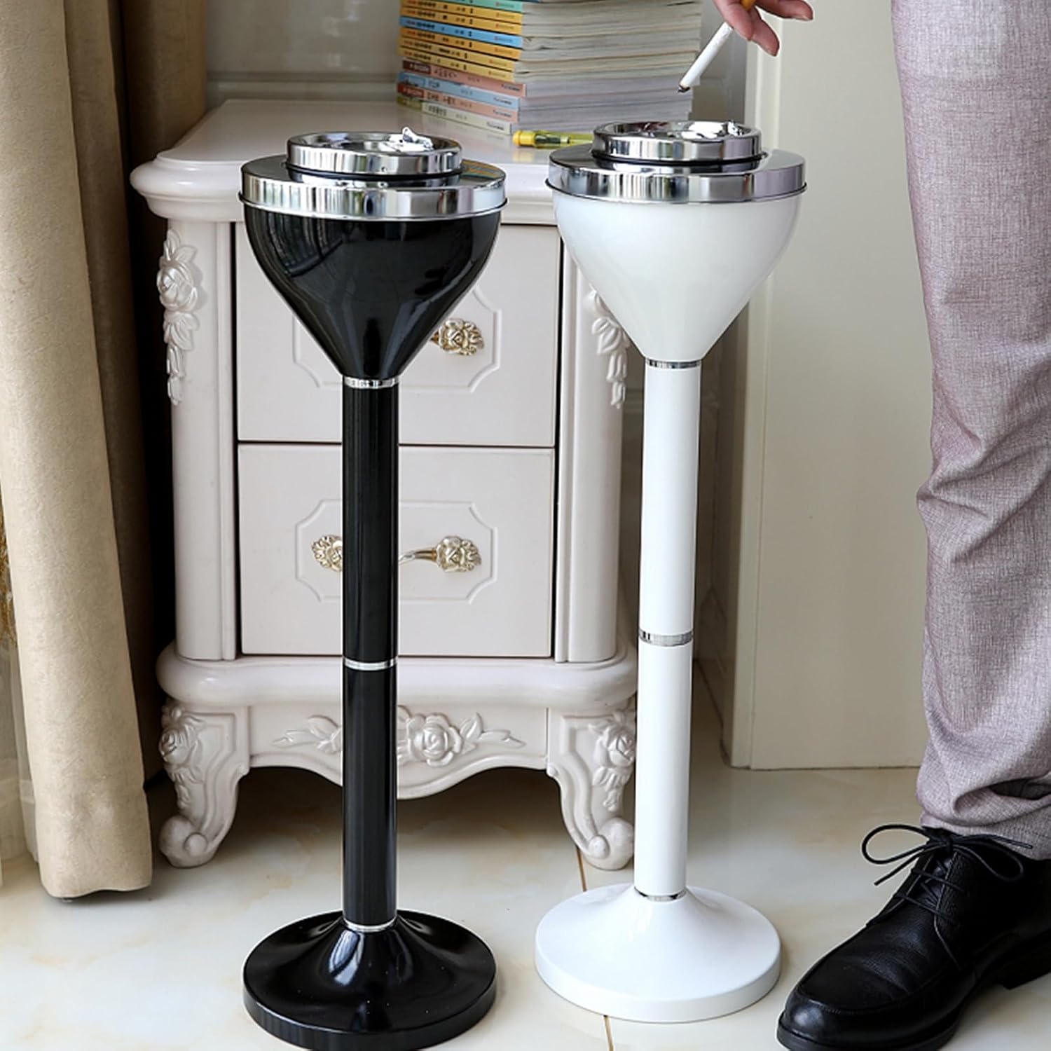 Standing Ashtray, Backyard Ashtray Cigarettes Butt Receptacle, with Cover, Cigarette Disposal Outdoor, Cigarette Butt Disposal Column for Outside Patio, Convenience Stores, Offices(Write,80.5cm