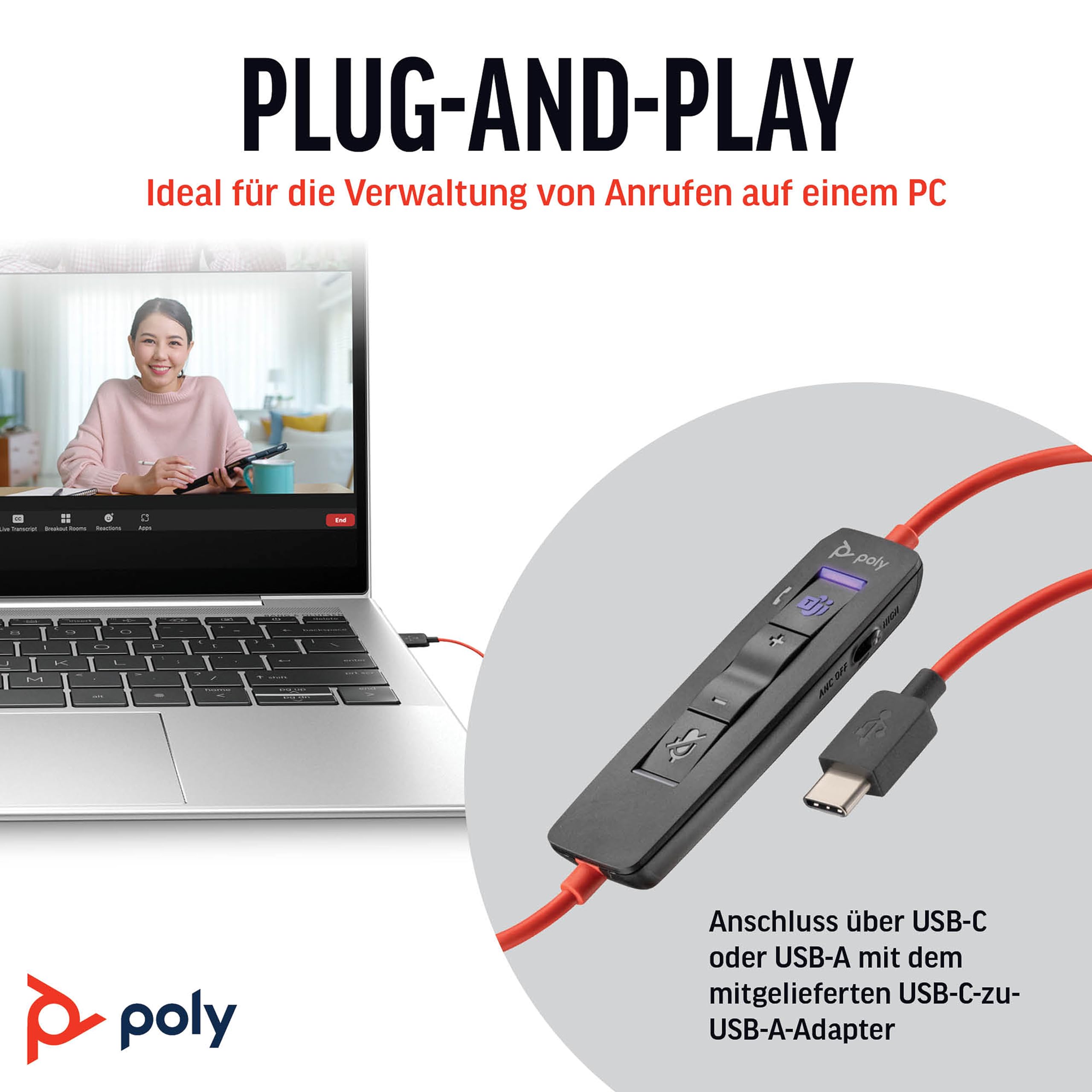 Poly Headset Blackwire C8225 Teams USB-A/C etail